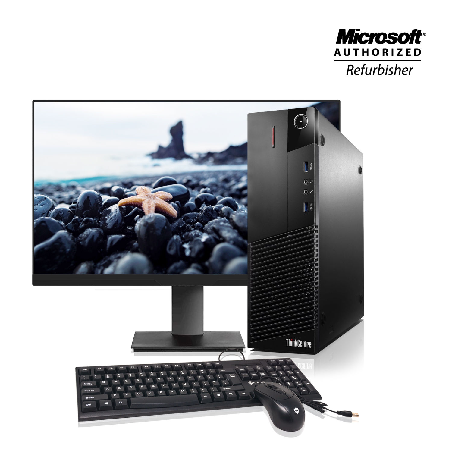 Refurbished (Good) - Lenovo thinkCentre M83P SFF Desktop PC | Intel Core i5 4570@3.2GHz 8GB RAM 256GB SSD Windows 10 Pro with Brand 24" Flat Monitor WiFi HDMI Adapter (2015 Model)