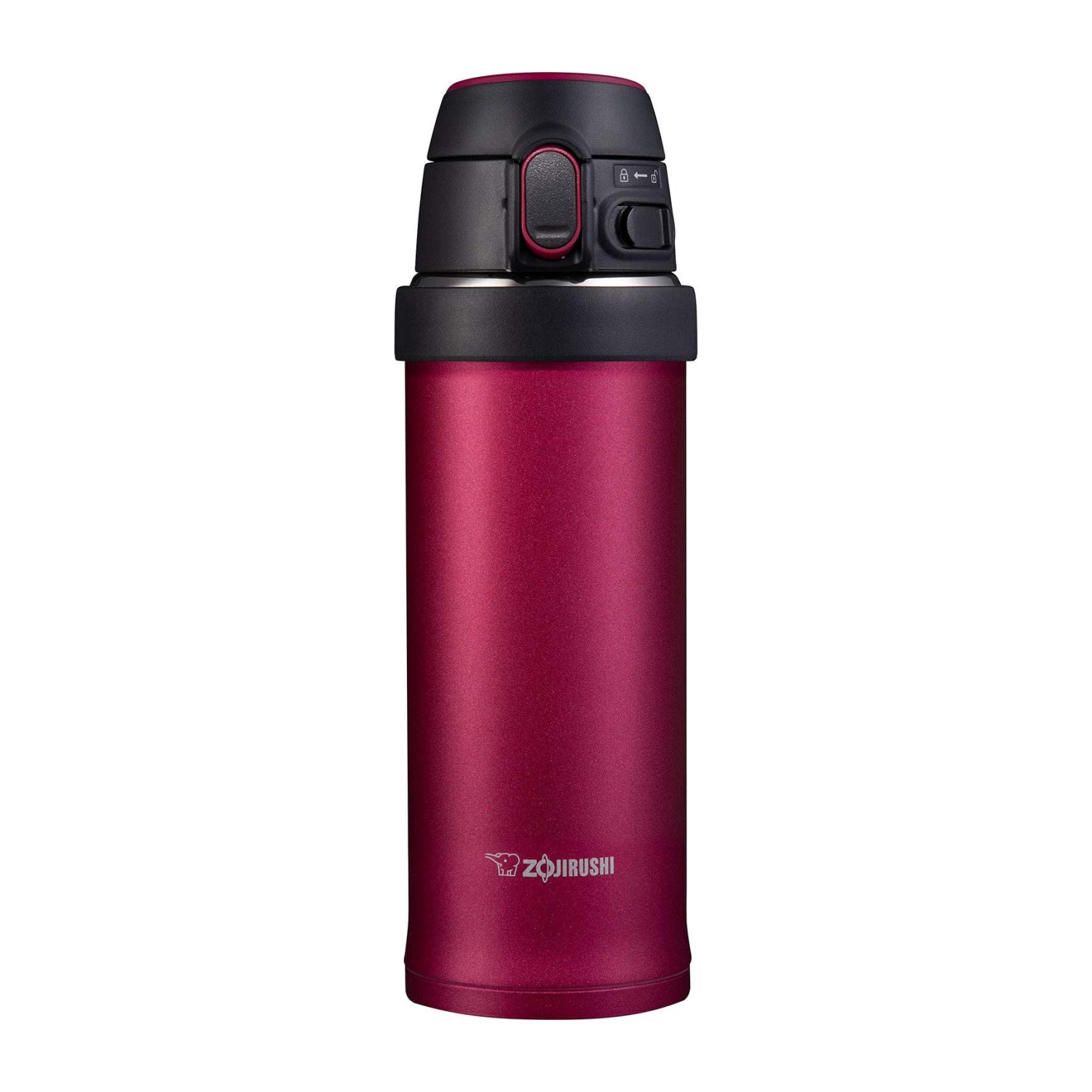 Zojirushi 16oz Flip-and-Go Stainless Steel Water Bottle with Handle SM-QHE48, Hibiscus Red