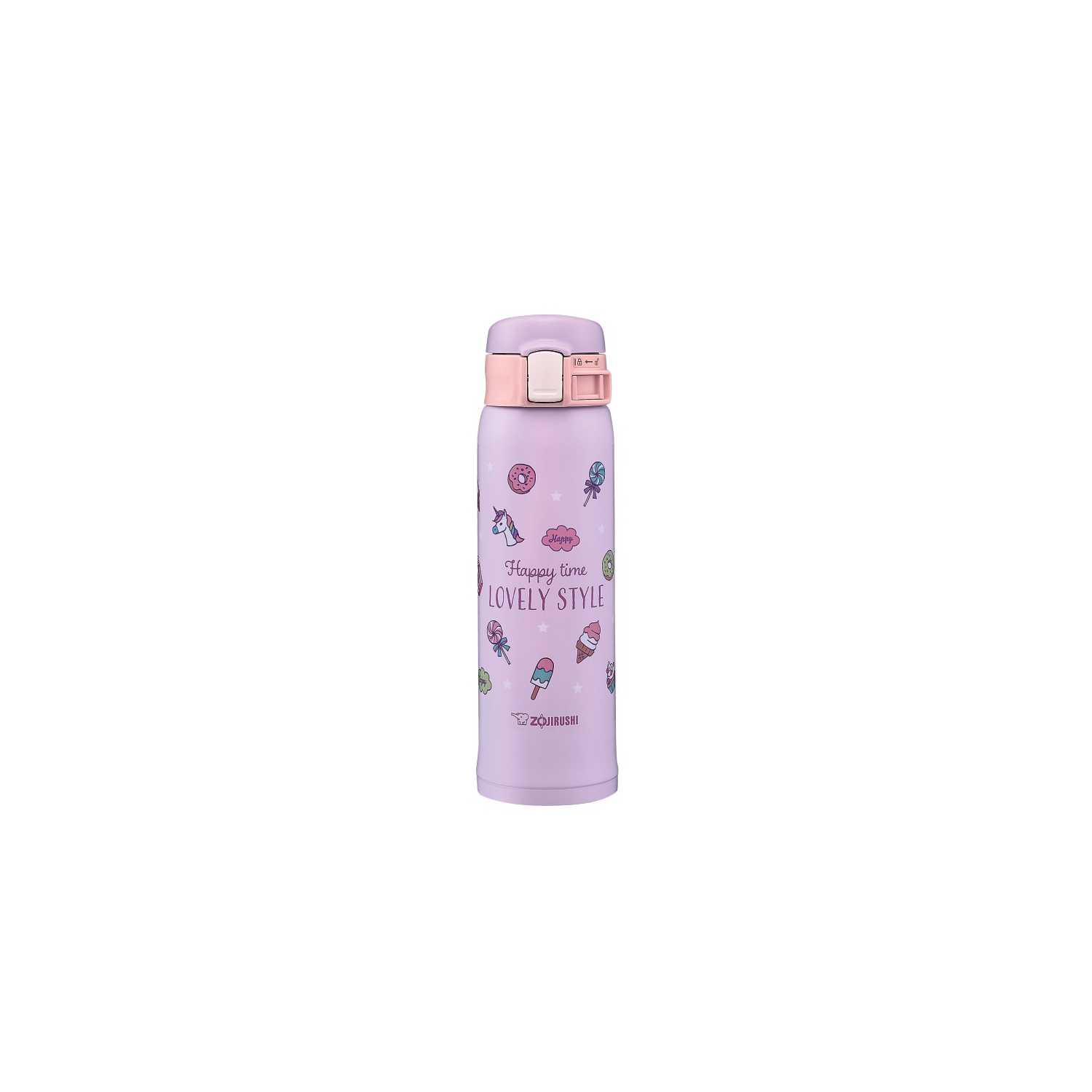 Bouteille en acier inoxydable de 16 oz adorable Design de Zojirushi pour filles SM-SG48 sucrées et violettes