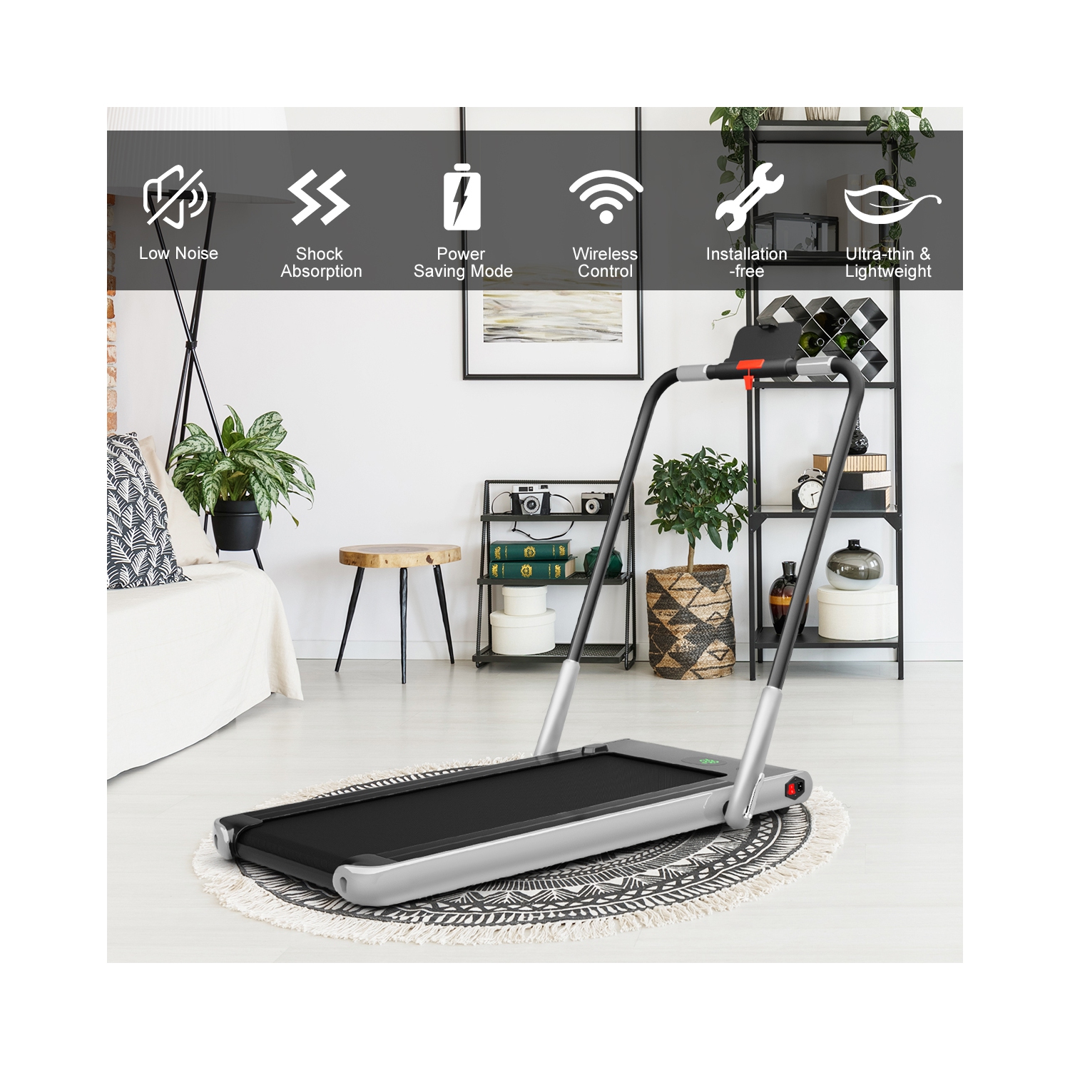 Gymax 2.25HP Under Desk Electric Pad Treadmill Running Machine w/ APP