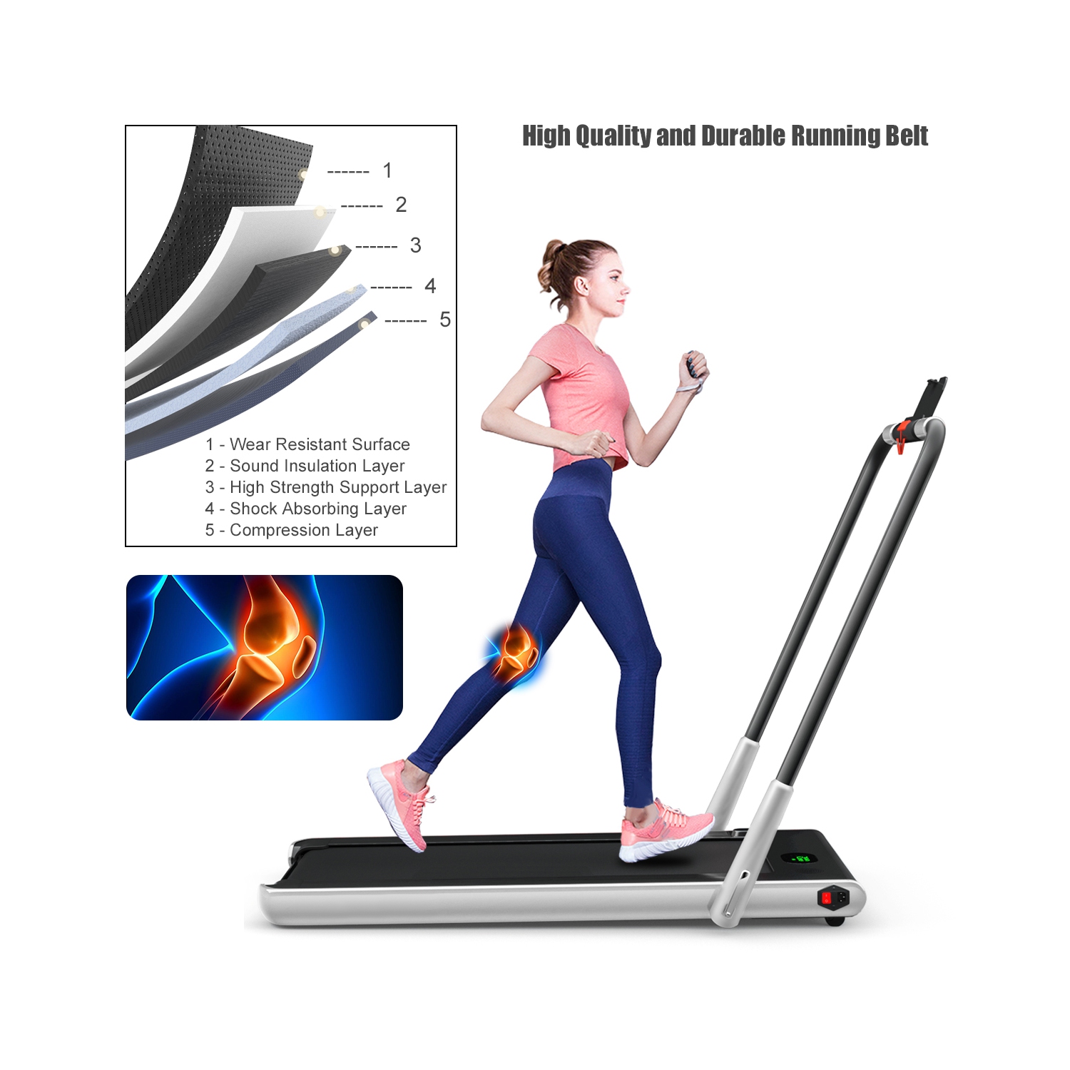 Gymax 2.25HP Under Desk Electric Pad Treadmill Running Machine w/ APP