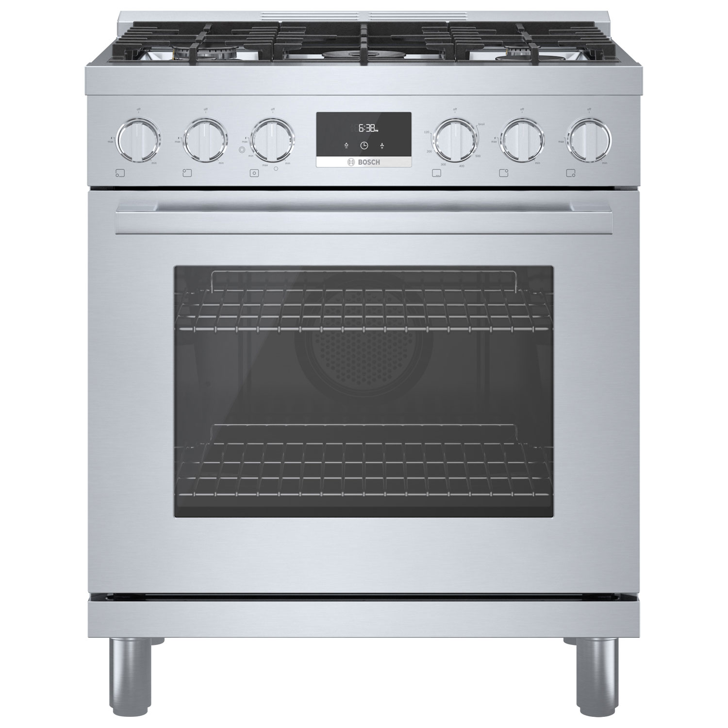 Cuisinière à gaz autonome à 5 brûleurs convection véritable 3,7 pi³ 30 po Bosch - Inox