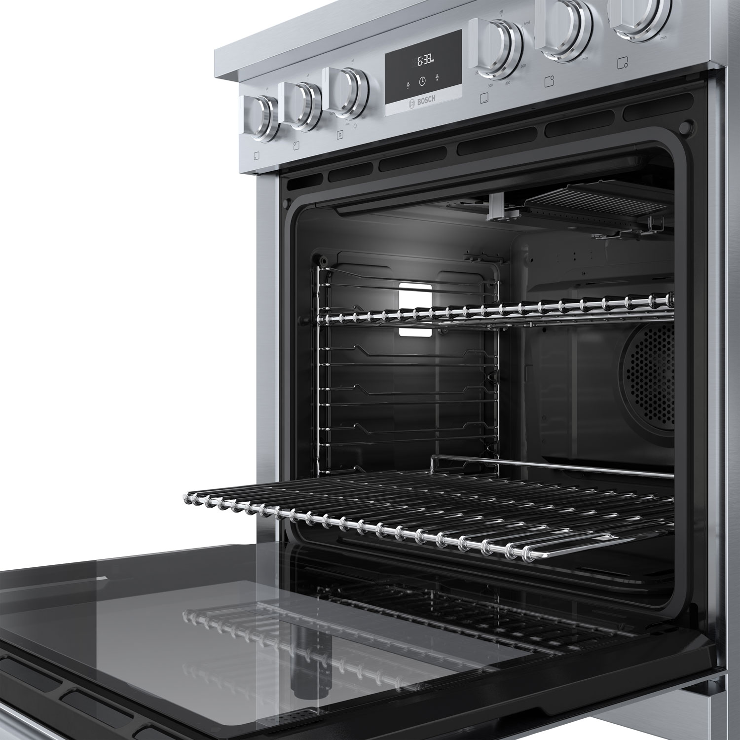 Cuisinière à gaz autonome à 5 brûleurs convection véritable 3,7 pi³ 30 po Bosch - Inox