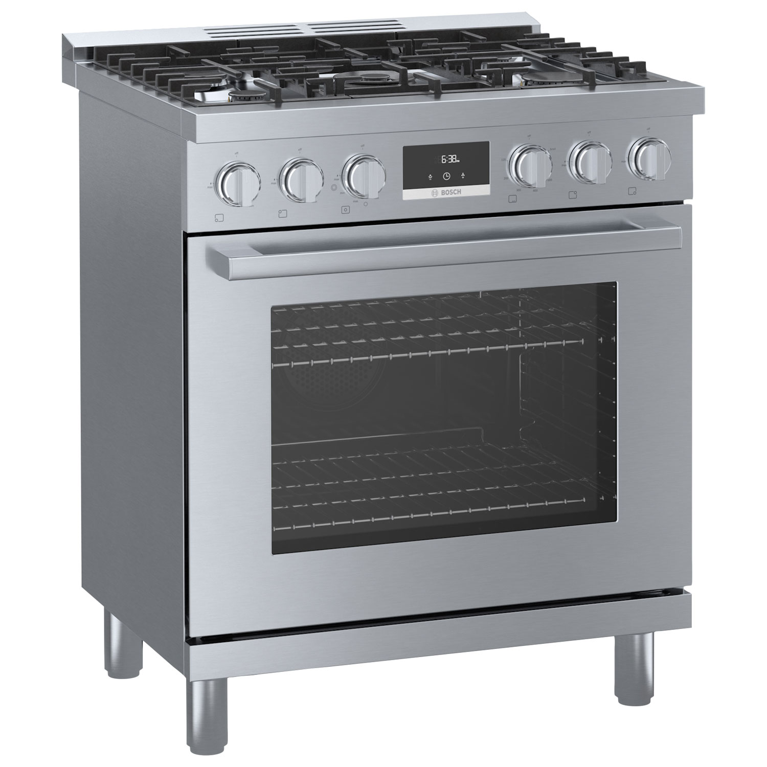 Cuisinière à gaz autonome à 5 brûleurs convection véritable 3,7 pi³ 30 po Bosch - Inox