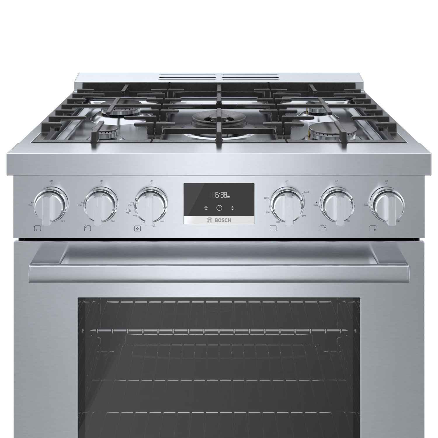 Cuisinière à gaz autonome à 5 brûleurs convection véritable 3,7 pi³ 30 po Bosch - Inox