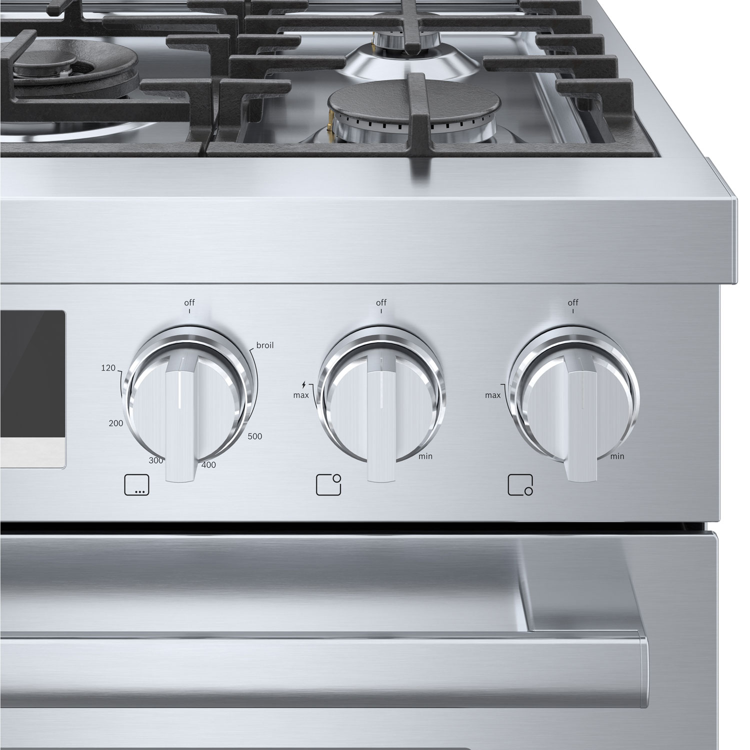 Cuisinière à gaz autonome à 5 brûleurs convection véritable 3,7 pi³ 30 po Bosch - Inox