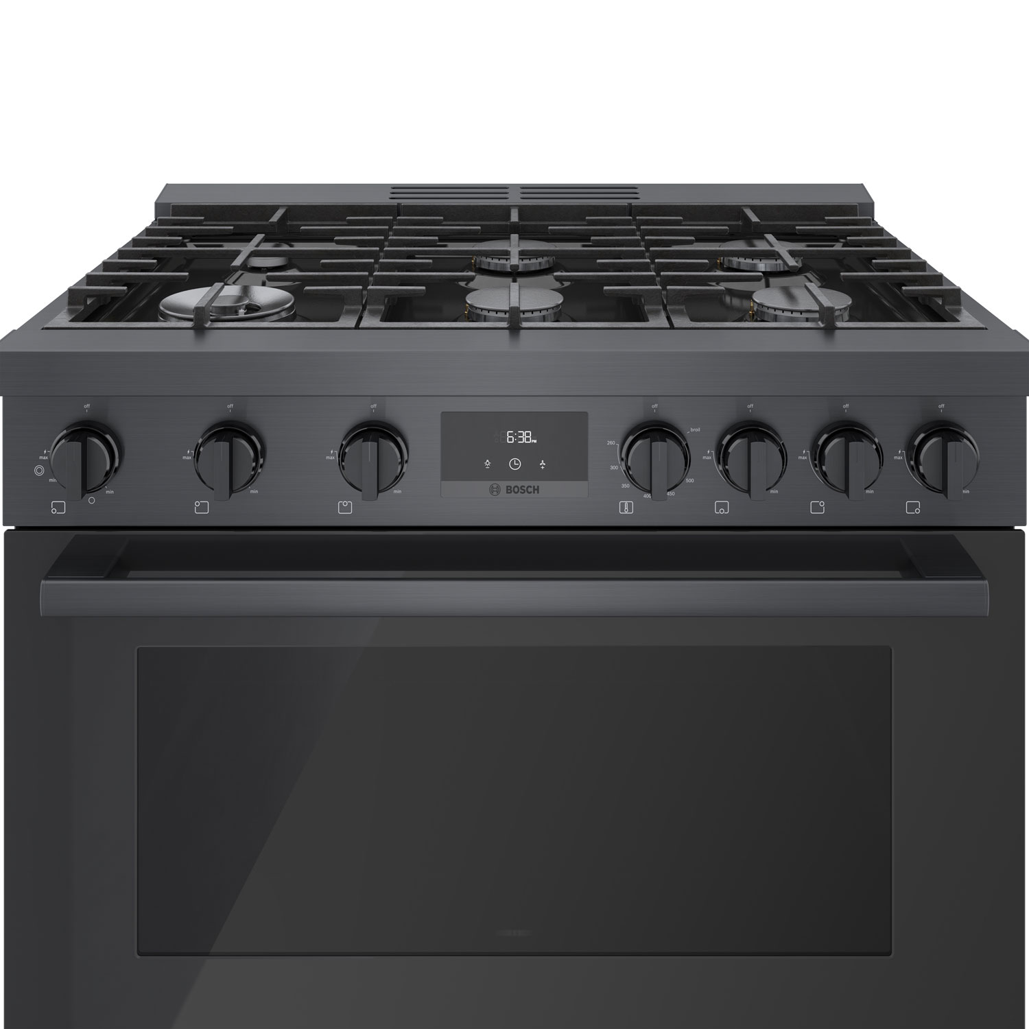 Cuisinière à gaz autonome à 6 brûleurs et à deux fours 3,5 pi³ 36 po Bosch - Inox noir