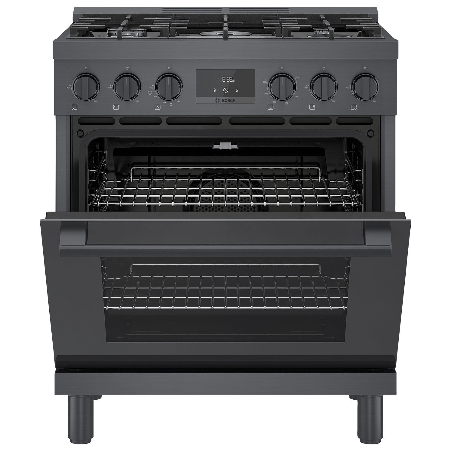 Bosch 30" 3.7 Cu. Ft. True Convection 5-Burner Freestanding Gas Range - Black Stainless