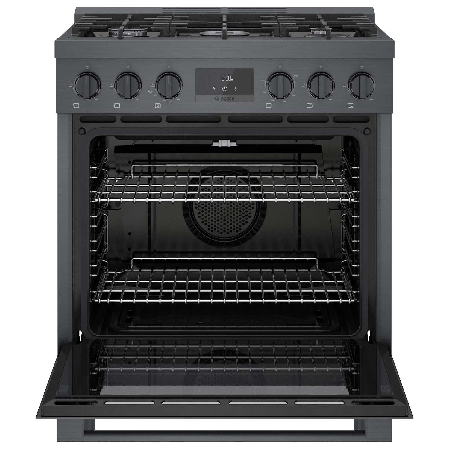 Bosch 30" 3.7 Cu. Ft. True Convection 5-Burner Freestanding Gas Range - Black Stainless