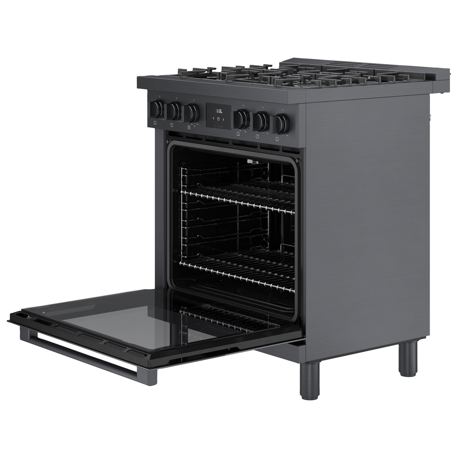 Bosch 30" 3.7 Cu. Ft. True Convection 5-Burner Freestanding Gas Range - Black Stainless