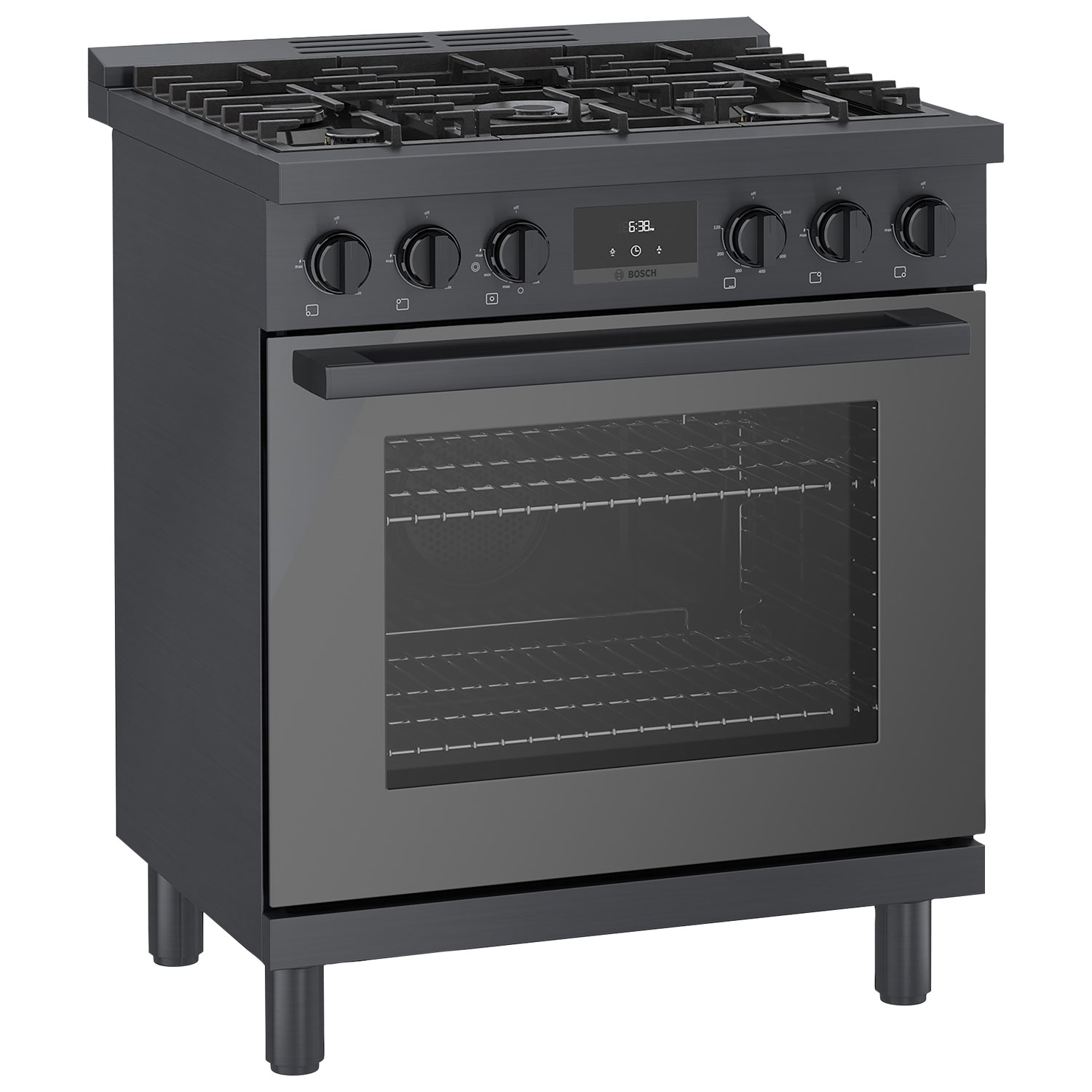 Bosch 30" 3.7 Cu. Ft. True Convection 5-Burner Freestanding Gas Range - Black Stainless