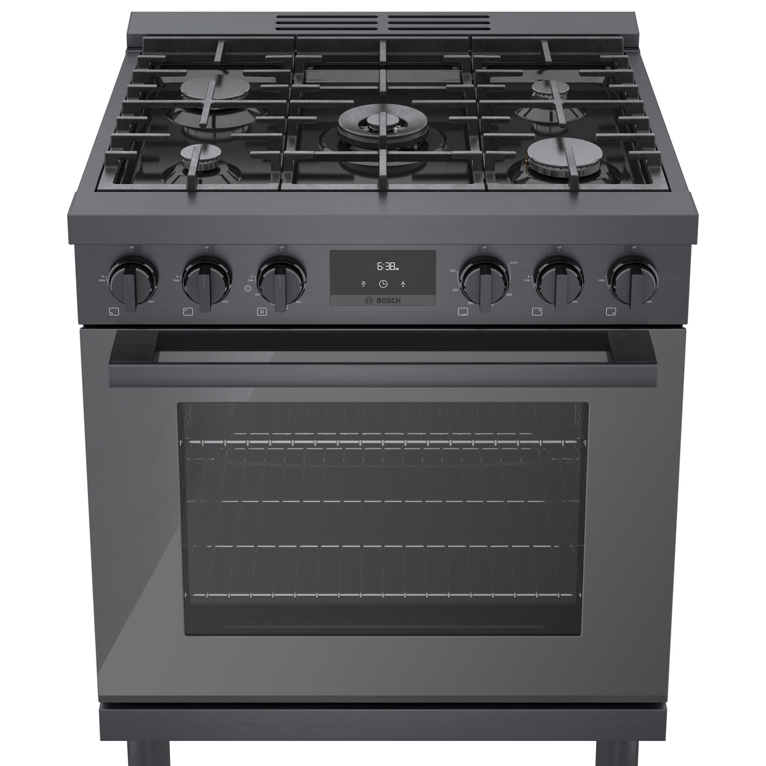 Bosch 30" 3.7 Cu. Ft. True Convection 5-Burner Freestanding Gas Range - Black Stainless