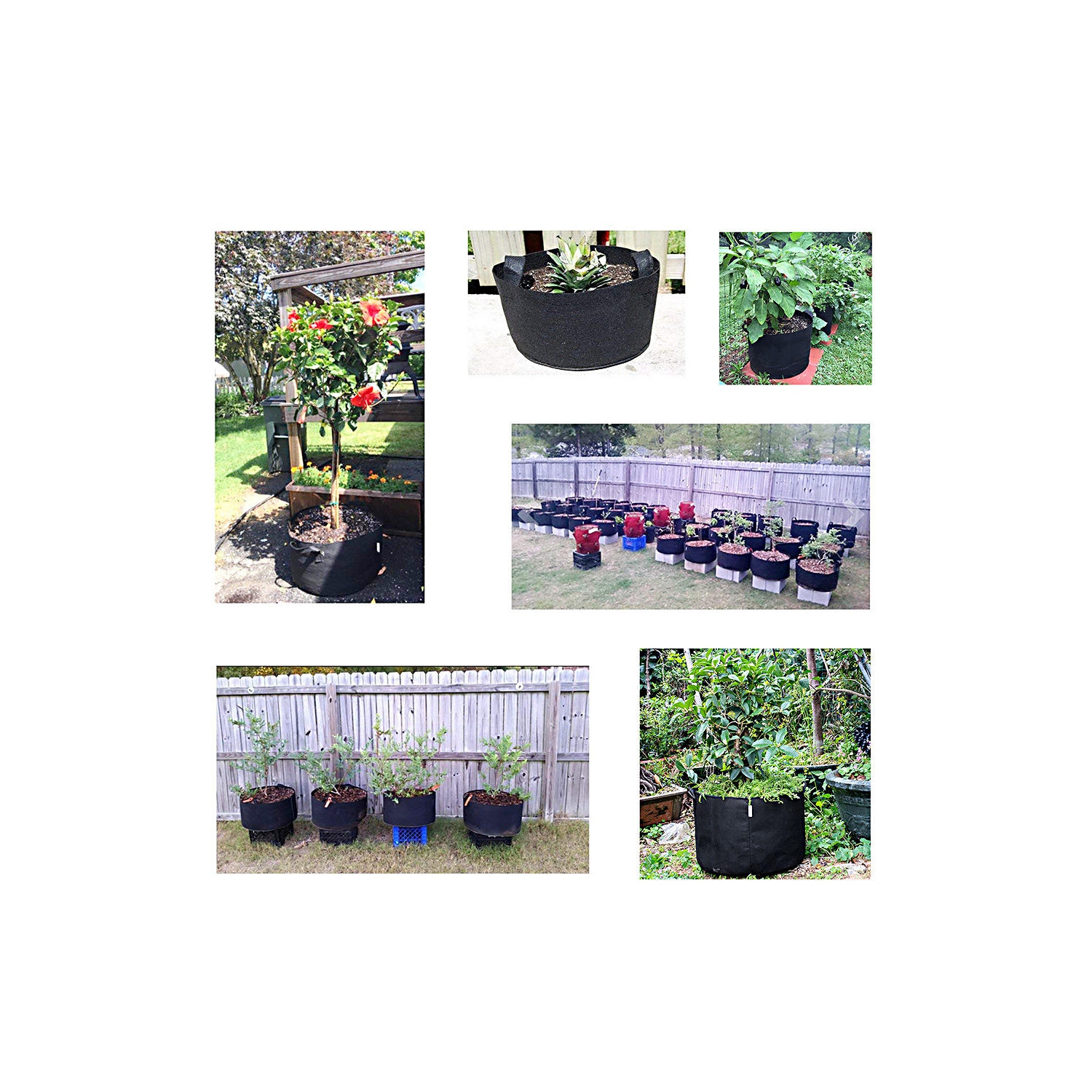 Paquet de 5 sacs de culture de 5 gallons avec poignées pour pots d'aération en tissu pour plante végétale, comprend 1 sac Smart Grow de 3 gallons