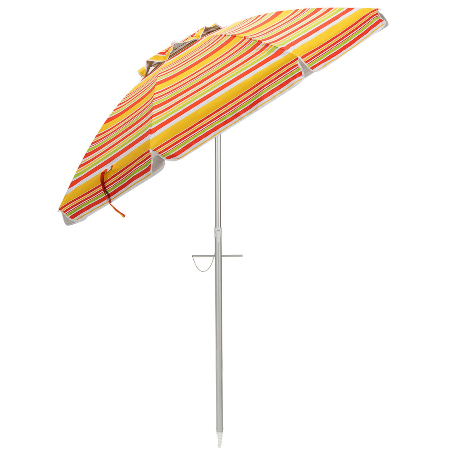 Parasol de plage de 198 cm/6,5 pieds avec mécanisme d'inclinaison Gymax