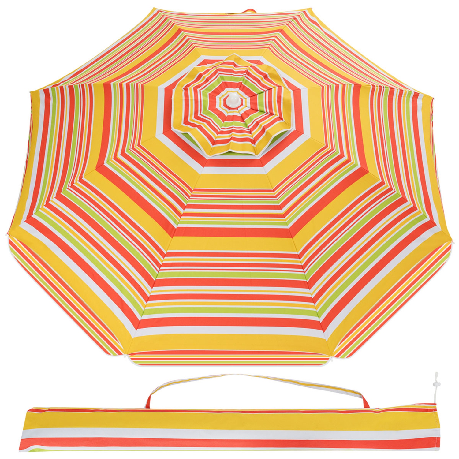Parasol de plage de 198 cm/6,5 pieds avec mécanisme d'inclinaison Gymax