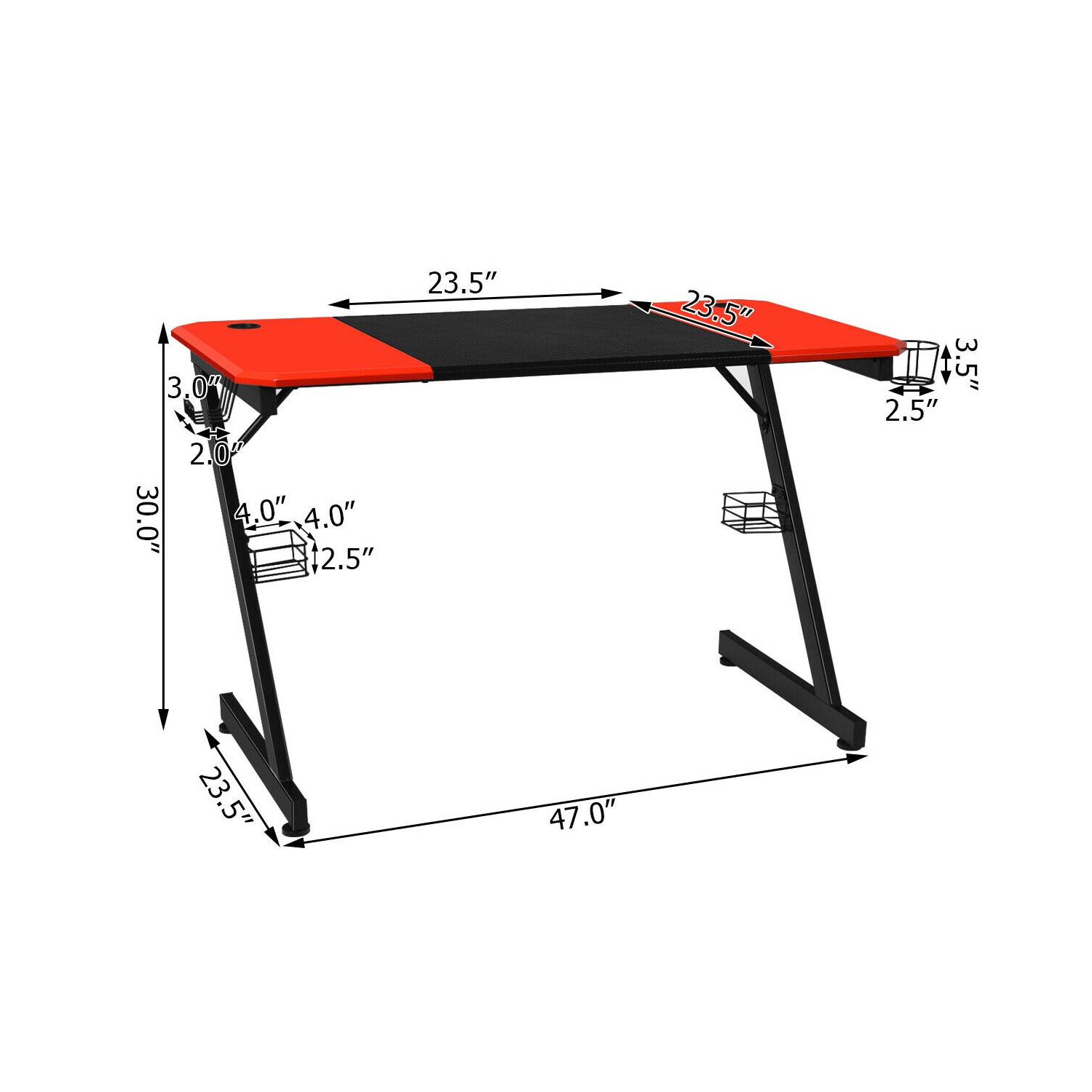 Gymax 47 inch Gaming Desk Z Shape Computer Desk w/ Storage for Cup Headphone Speaker