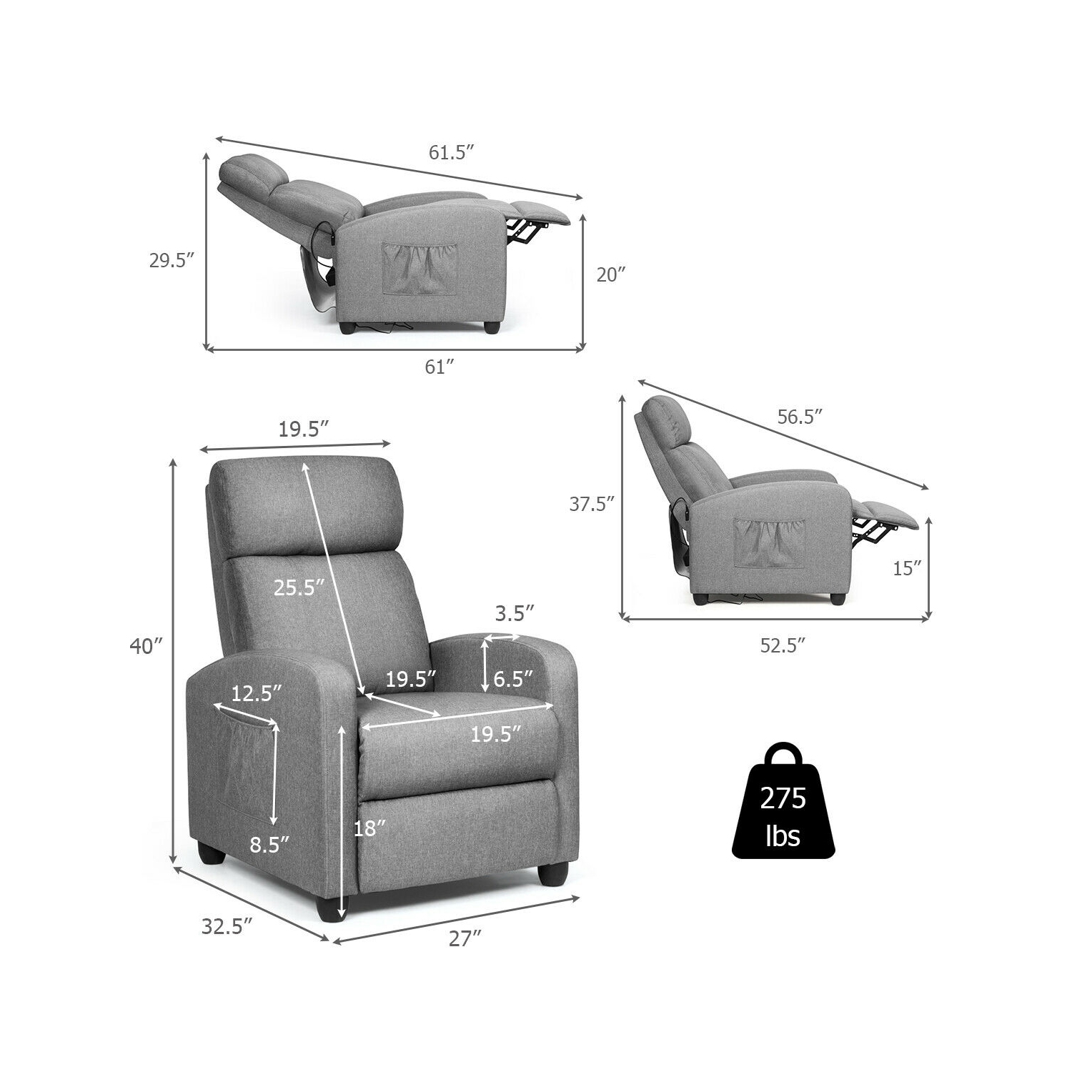 Fauteuil massant Gymax