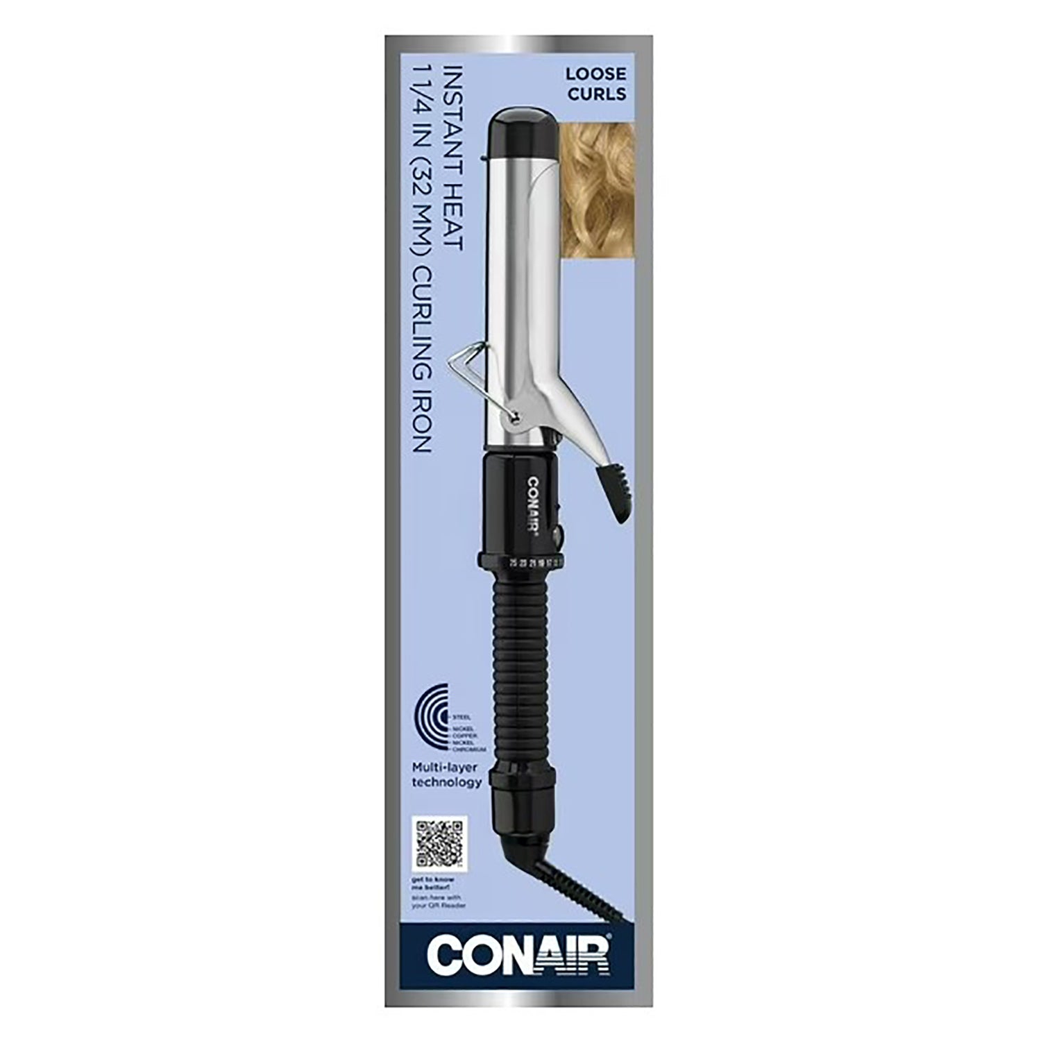 Conair - Instant Heat Curling Iron, 1.25" Barrel, Black