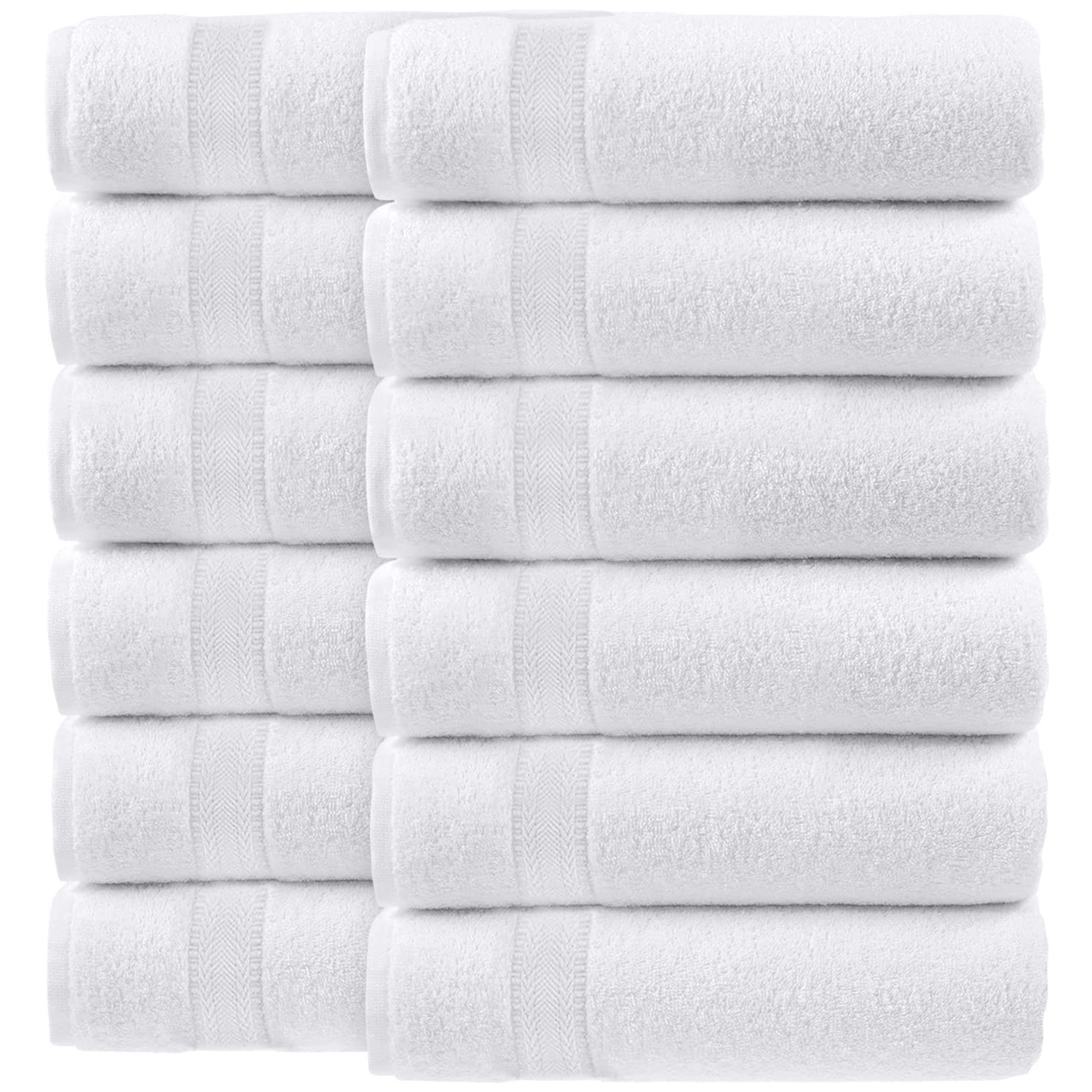 Canadian Linen Luxury – Ensemble de 12 serviettes de bain blanches, 13 x x13 po doux absorbant 500&nbsp;GSM débarbouillettes en coton essuie-tout à