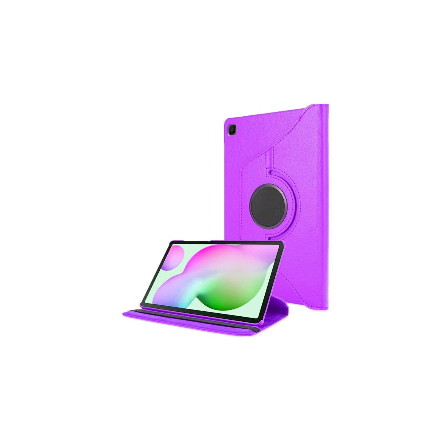 【CSmart】 360 Rotating PU Leather Stand Case Smart Cover for Samsung Galaxy Tab S6 Lite, P610 P615, Purple