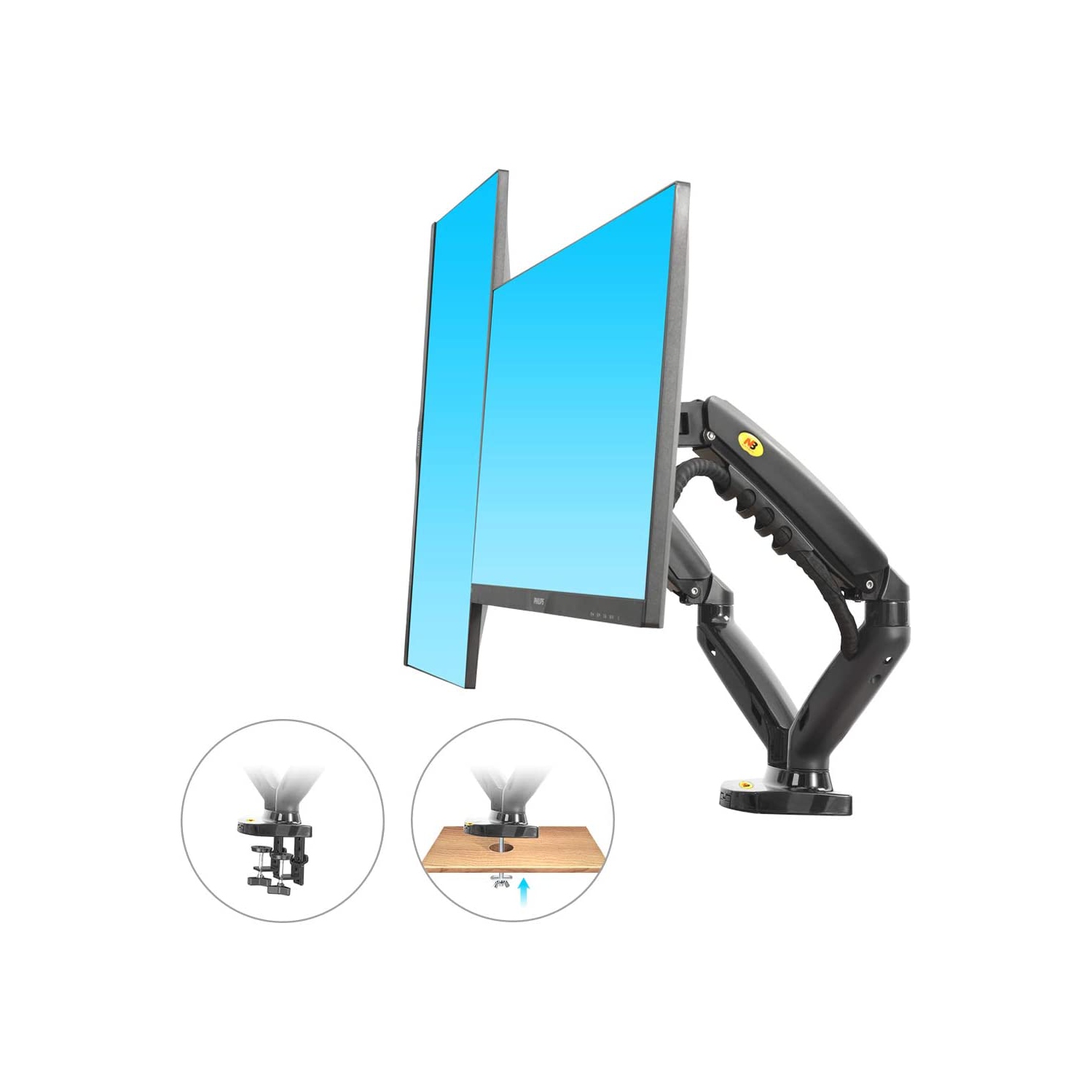 NB Dual Monitor Desk Mount Full Motion Swivel Monitor Stand Arm for Two Screens 17-27 Inch up to 19.8 lbs Each