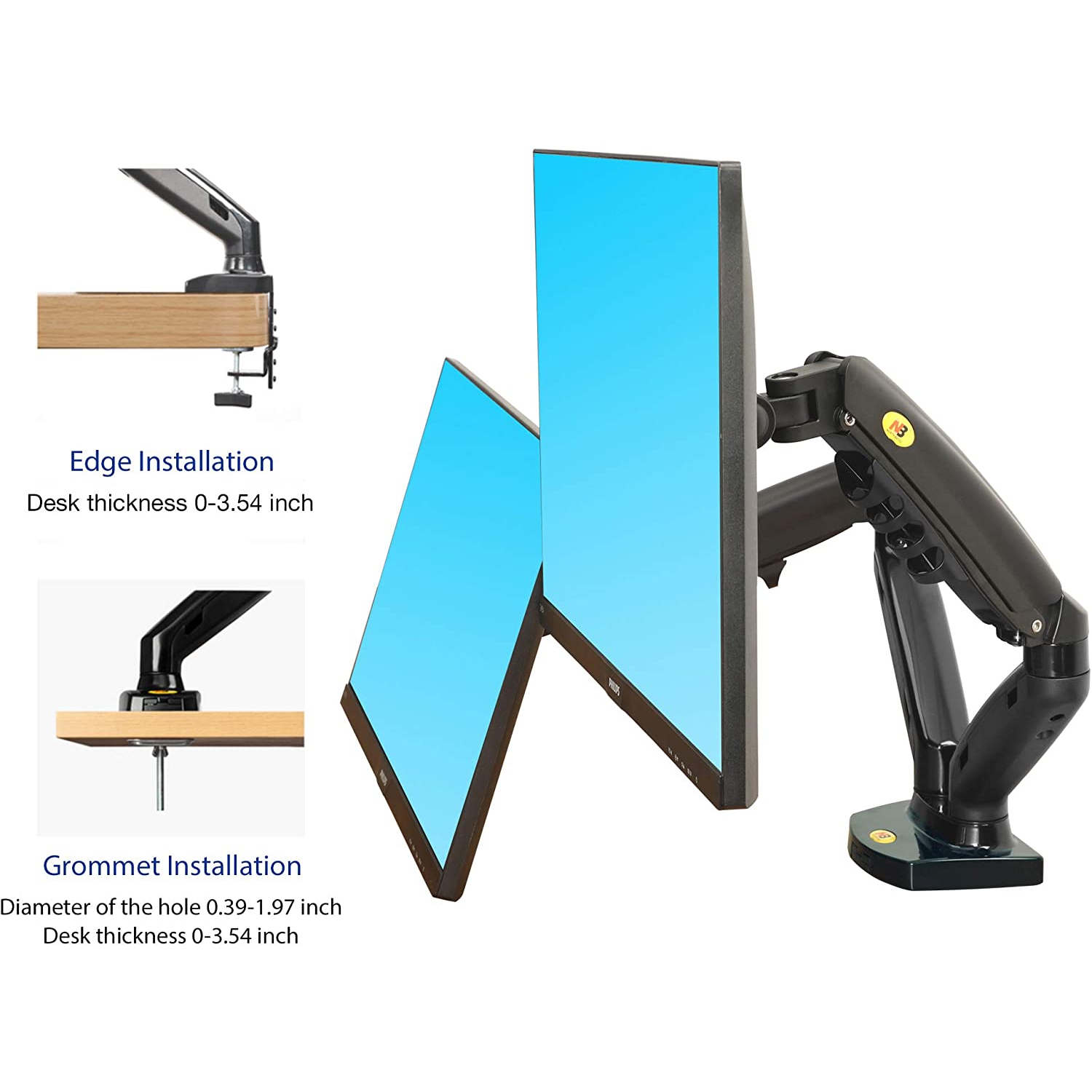 NB Dual Monitor Desk Mount Full Motion Swivel Monitor Stand Arm for Two Screens 17-27 Inch up to 19.8 lbs Each