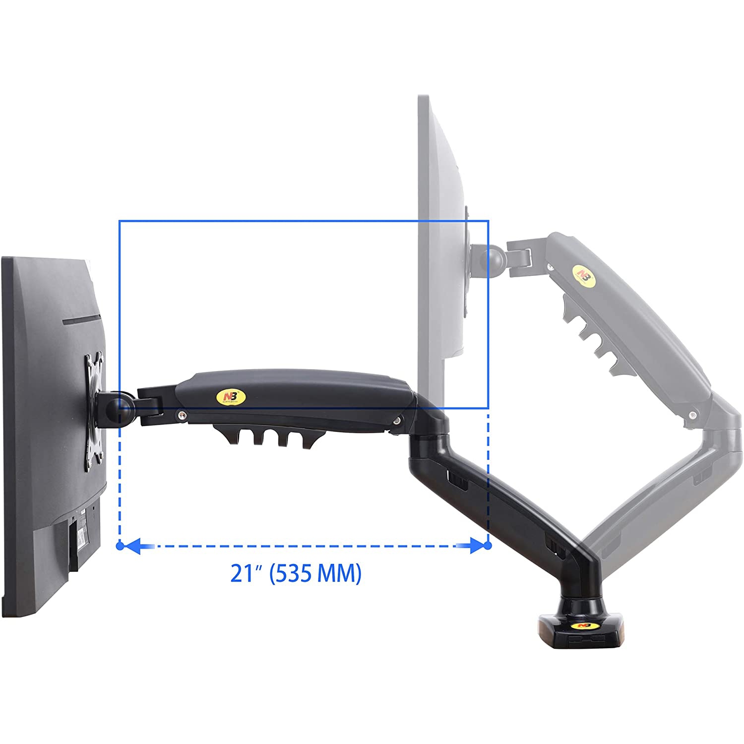 NB Dual Monitor Desk Mount Full Motion Swivel Monitor Stand Arm for Two Screens 17-27 Inch up to 19.8 lbs Each