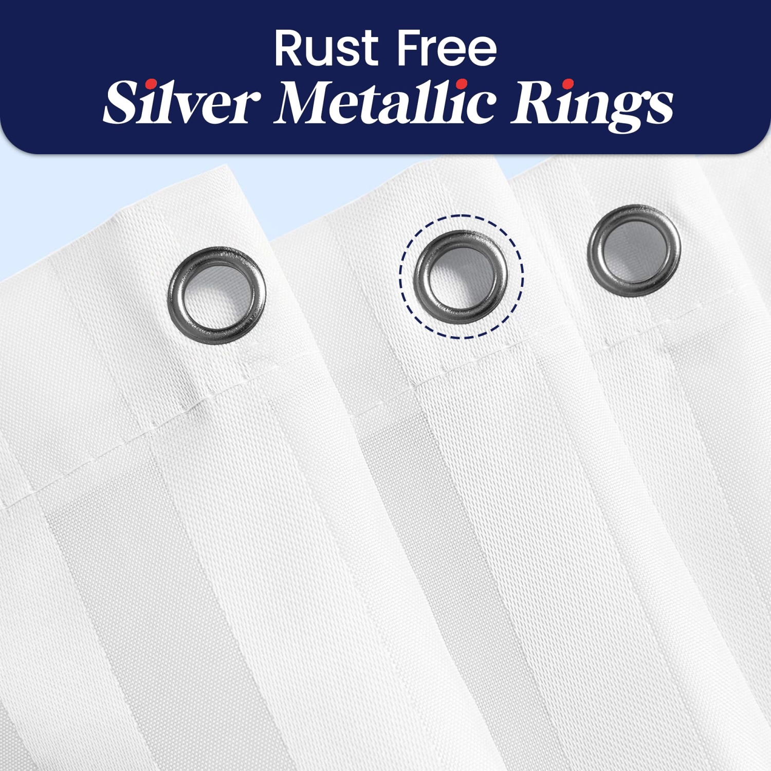 Canadian Linen Shower Curtains with Hooks 72"x72", Mildew Water Resistant Polyester Bathtub C-Clip Magnet Bottom Bath Shower Curtains, White Stripes