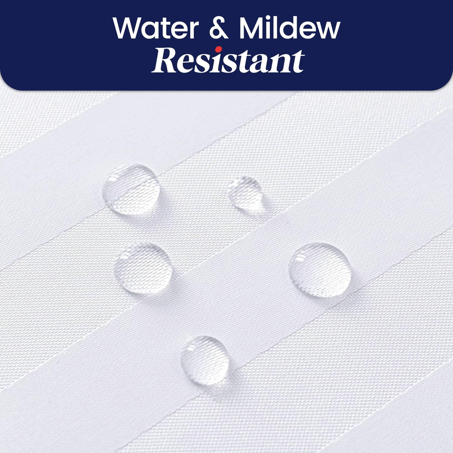 Canadian Linen Shower Curtains with Hooks 72"x72", Mildew Water Resistant Polyester Bathtub C-Clip Magnet Bottom Bath Shower Curtains, White Stripes