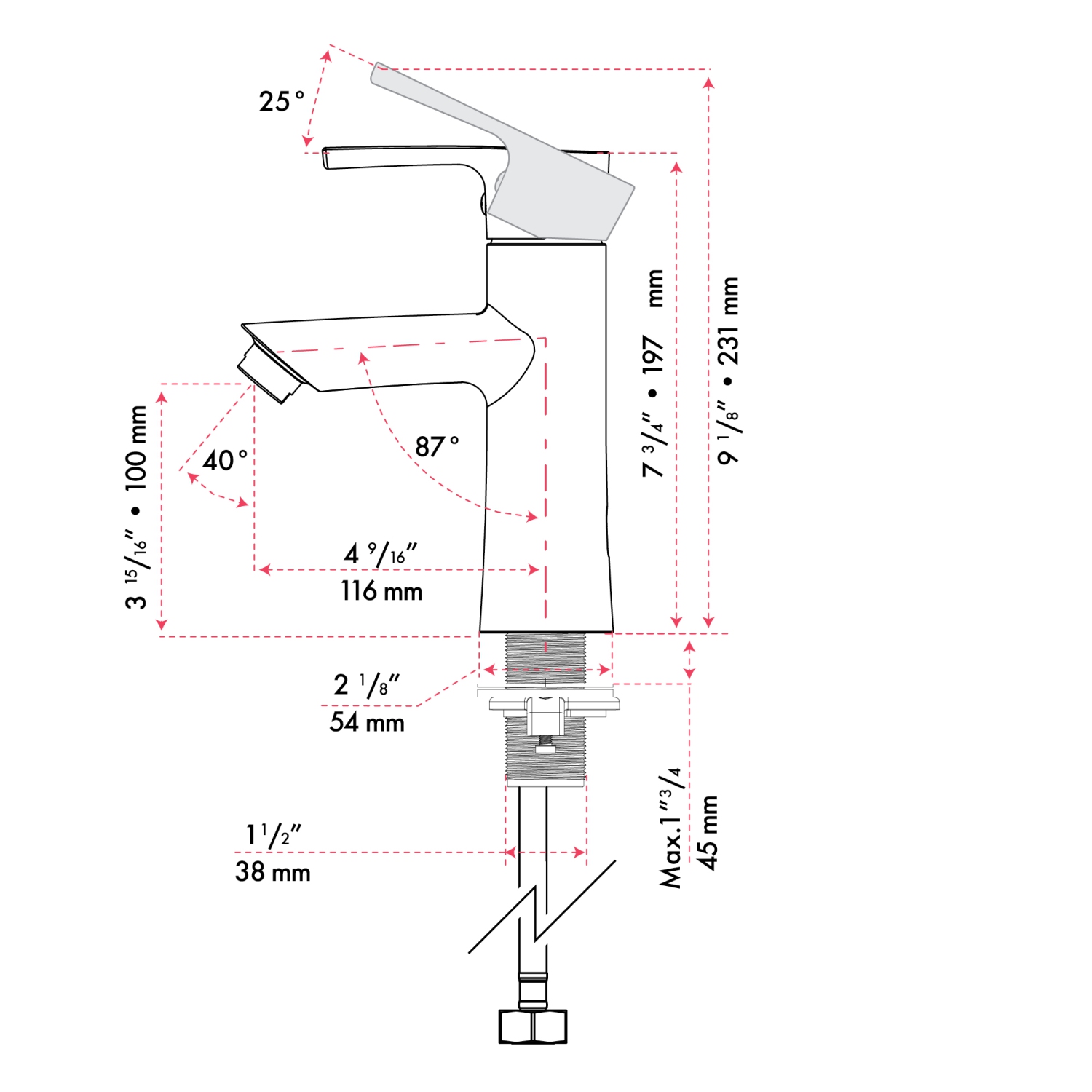 Akuaplus® TALA Lavatory Faucet - Single Round Handle - Chrome