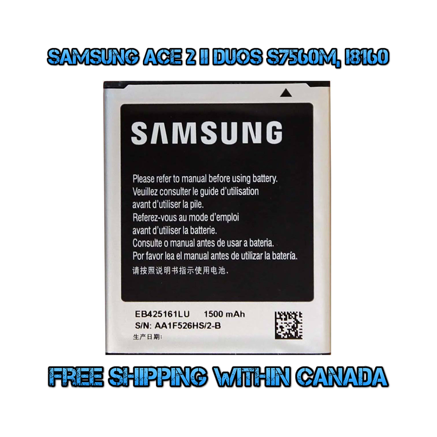 Original Samsung EB425161LU battery for Galaxy Ace 2 II Duos GT-S7560M GT-i8160