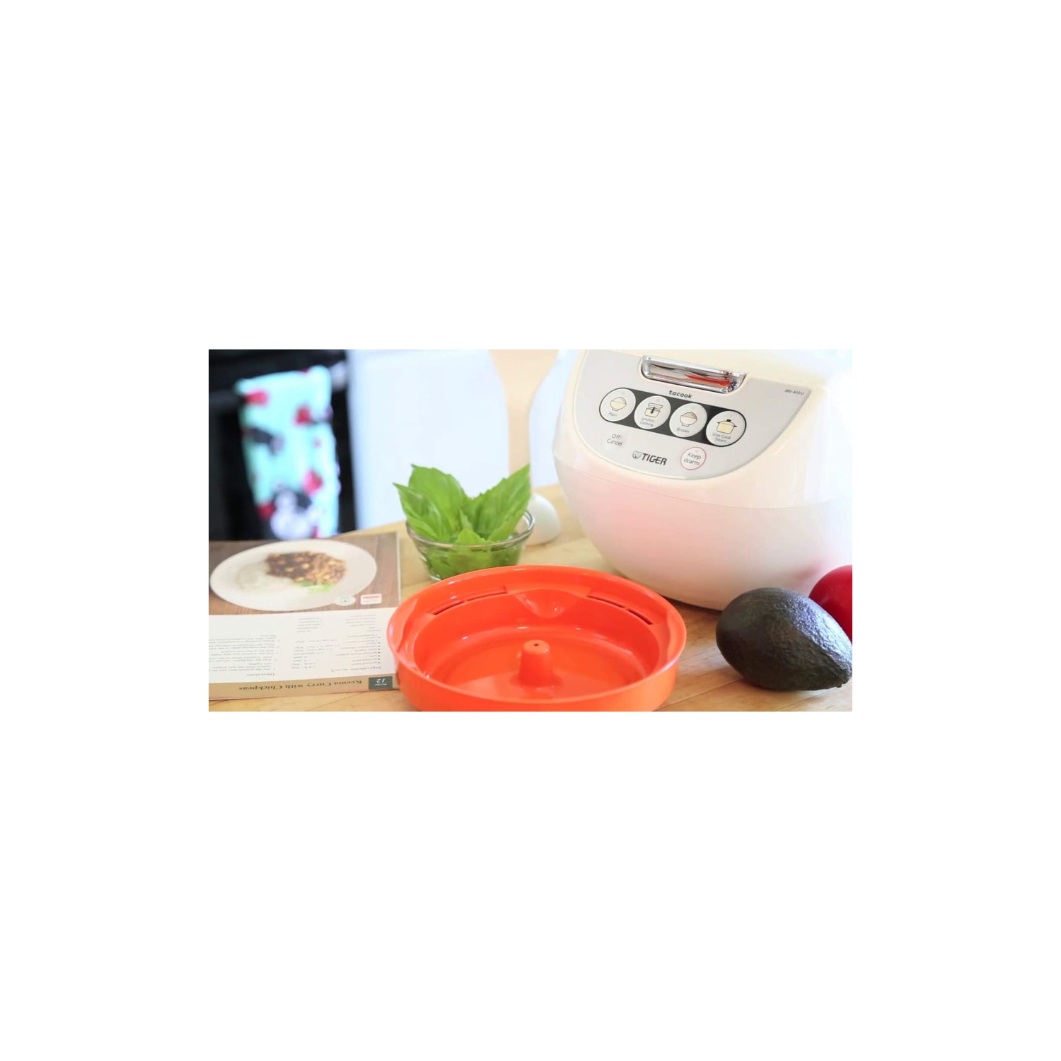 Tiger JBV-A10U 5.5-Cup Micom Rice Cooker with Food Steamer and Slow Cooker, White