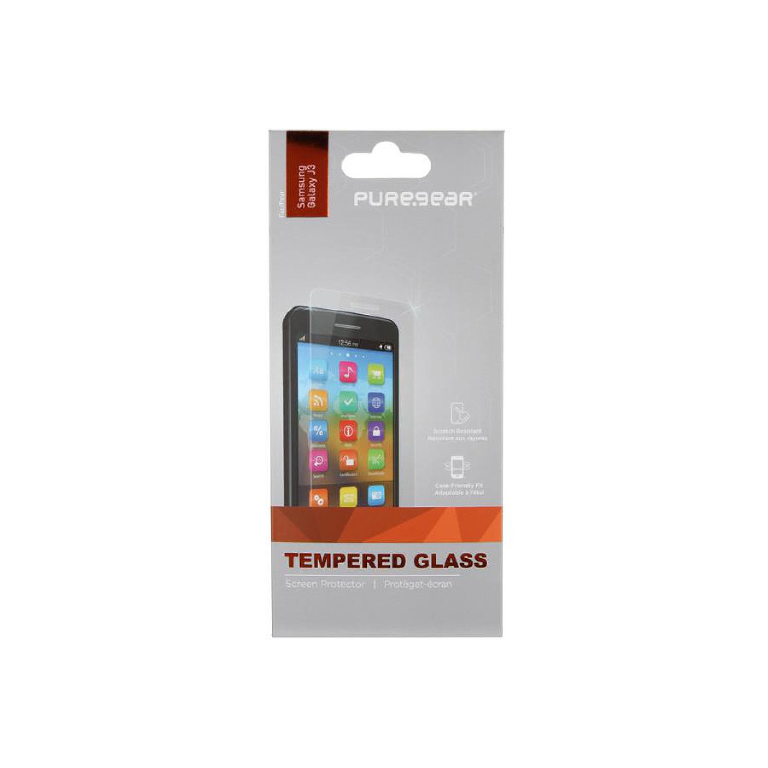 Protecteur d’écran en verre trempé transparent HD de PureGear pour Galaxy J3 de Samsung