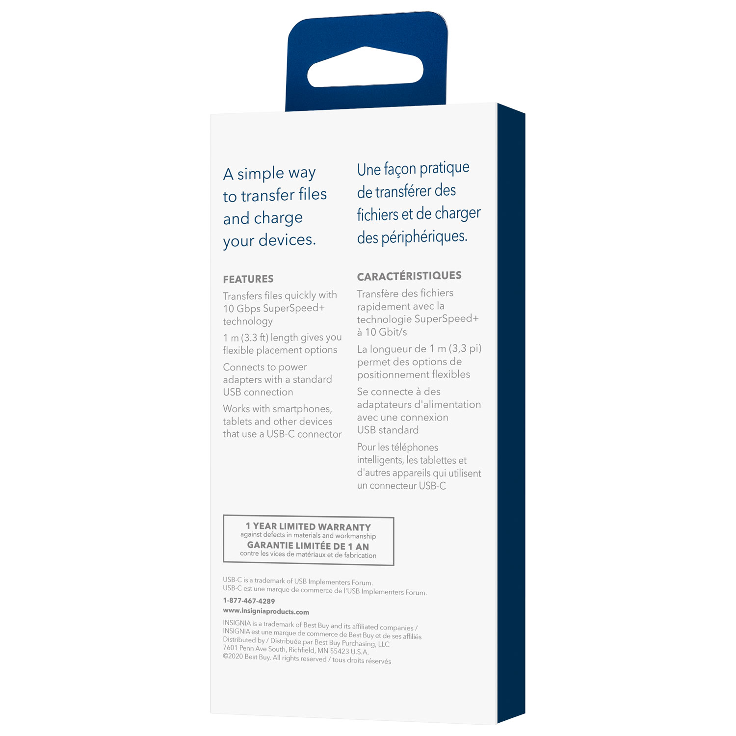 Câble USB-A/USB-C 3.2 de 1 m (3,3 pi) avec vitesse de 10 Gb/s d'Insignia - Exclusivité Best Buy