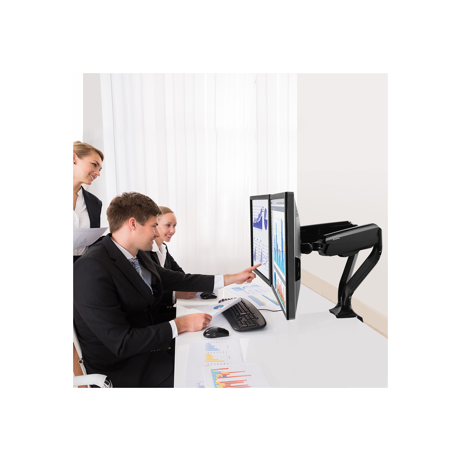 LOCTEK Heavy Duty Gas Spring Dual Arm Desk Mounts Fits 10-27 Inches Monitor