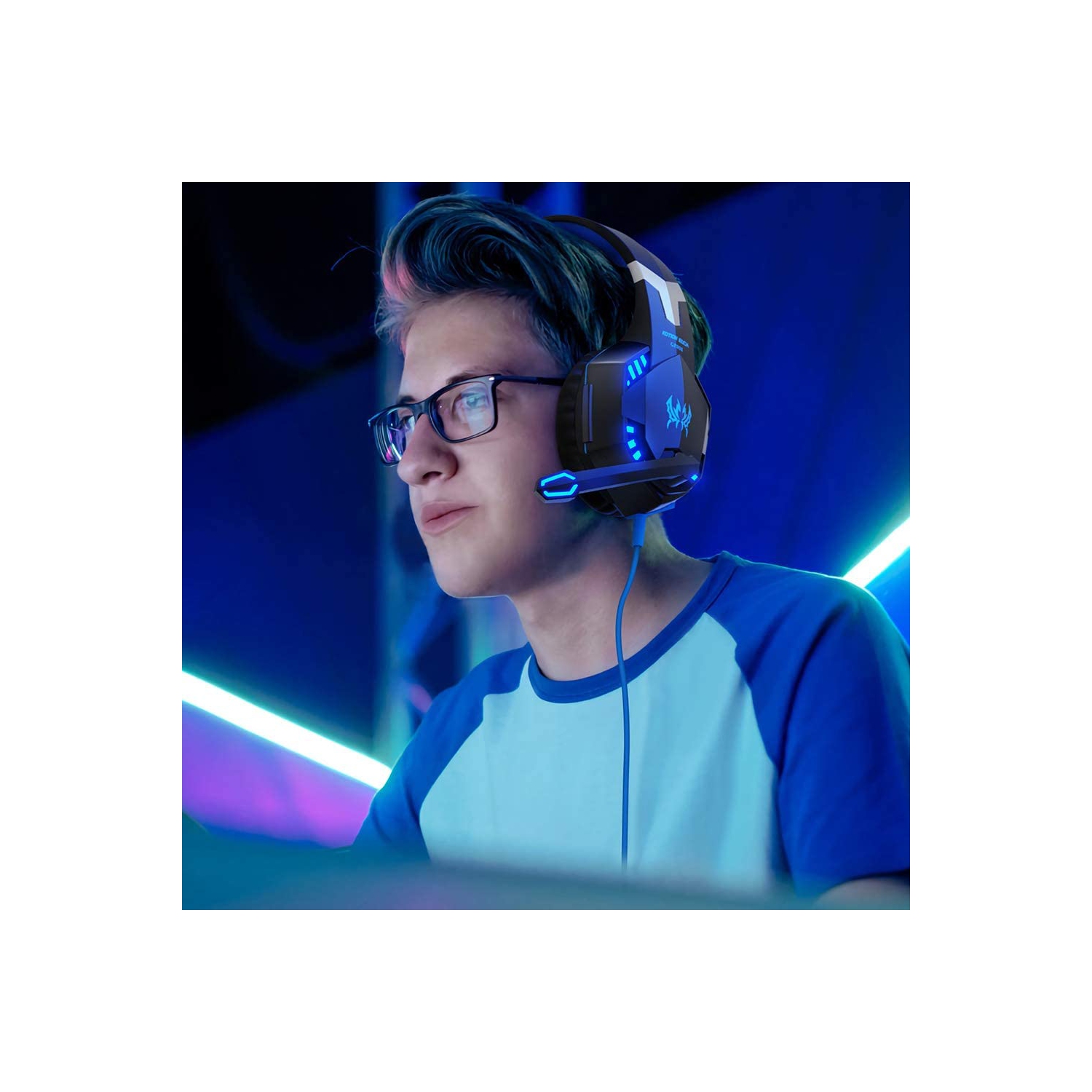 Gaming headset-lightweight aluminum frame-retractable heart-shaped microphone-suitable for PC, laptop, PS4, Nintendo Switch-3.5 mm headphone