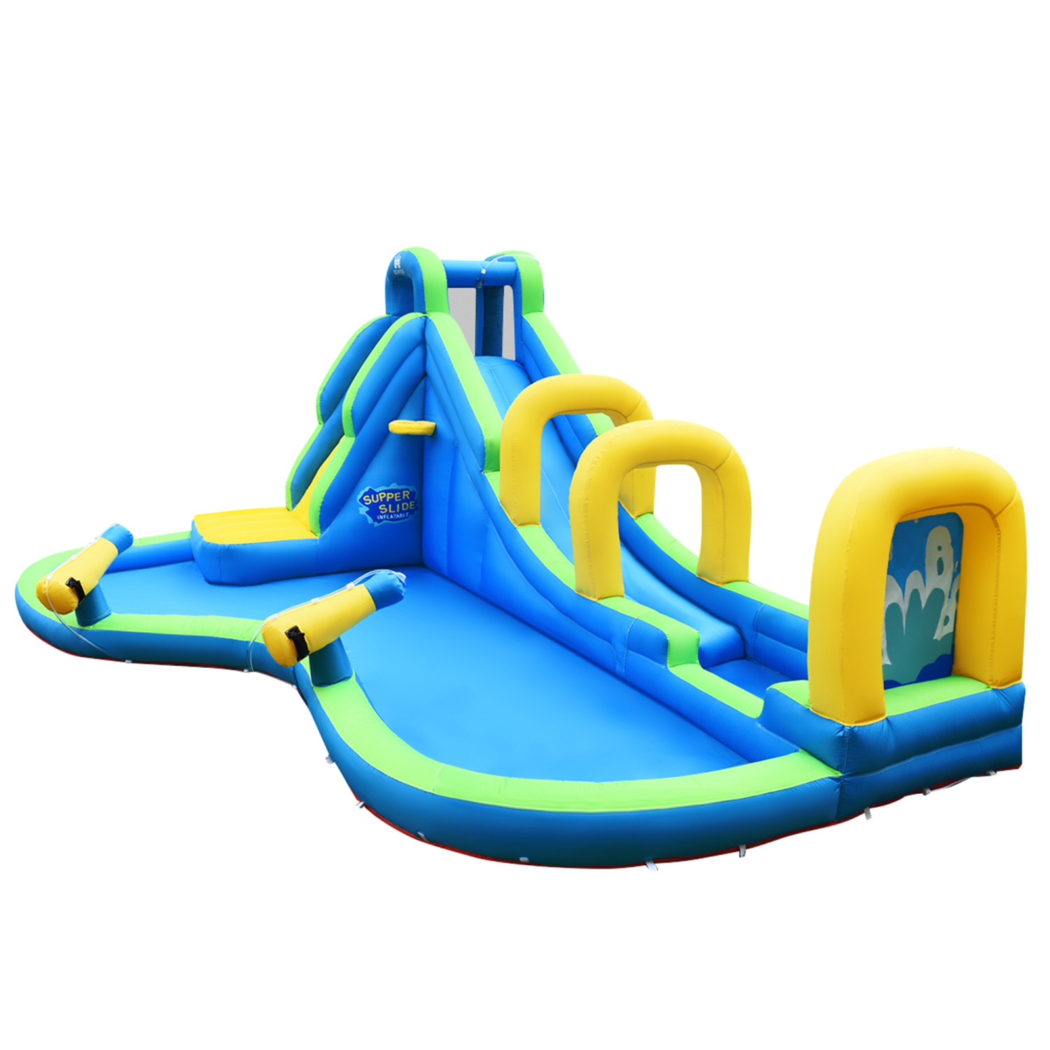Gymax Kids Inflatable Water Park Bounce House w/ Slide Climbing Wall Splash Pool