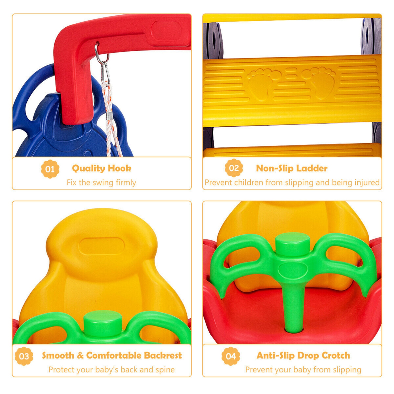 Gymax 3 in 1 Toddler Climber and Swing Set Kid Climber Slide Playset w/Basketball Hoop