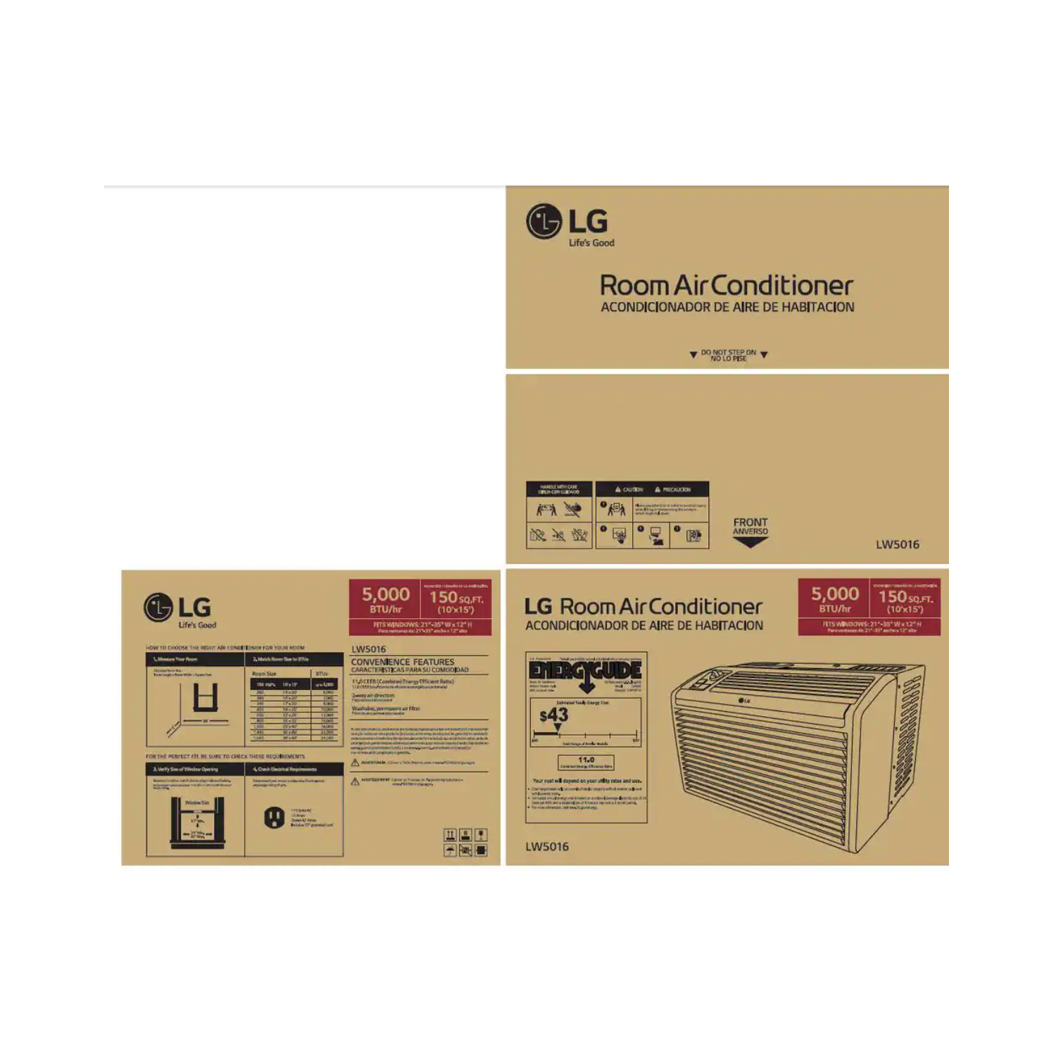 LG 5000 BTU Window Air Conditioners [2023] Easy Mechanical Control Ultra-Quiet Compact-size Cools Washable Filter 150 Sq.Ft. for Small Room AC Unit