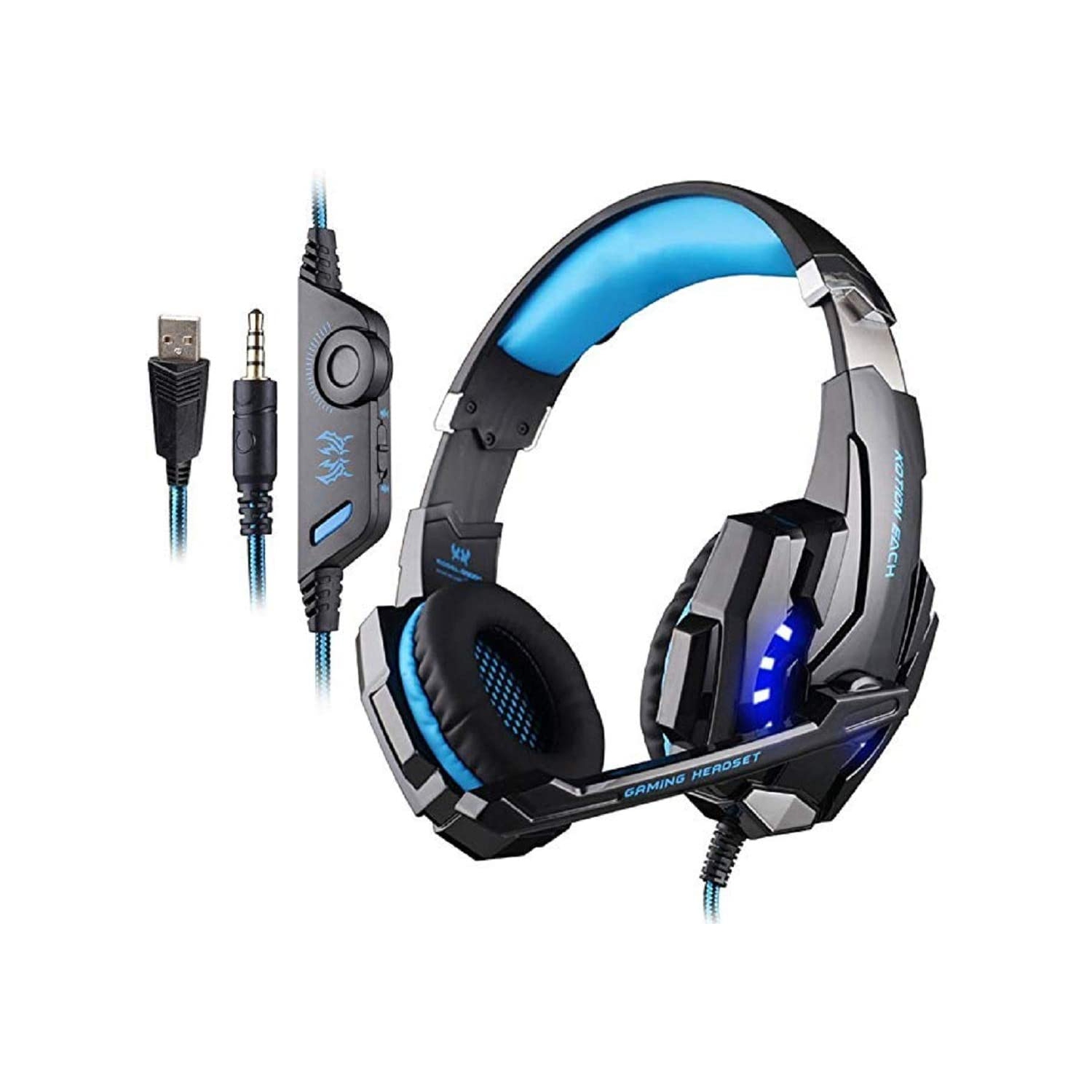 Casque de jeu pour PC PS4, casque stéréo professionnel avec microphone antibruit, lumière LED, contrôle du volume en ligne