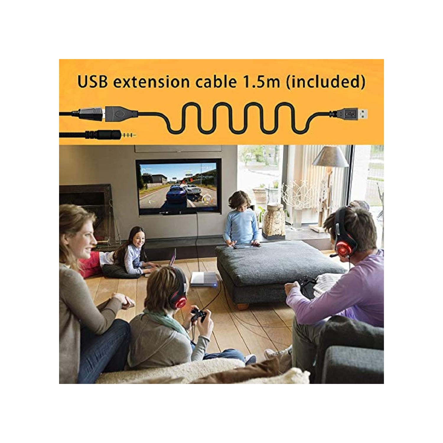 Casque de jeu pour PC PS4, casque stéréo professionnel avec microphone antibruit, lumière LED, contrôle du volume en ligne