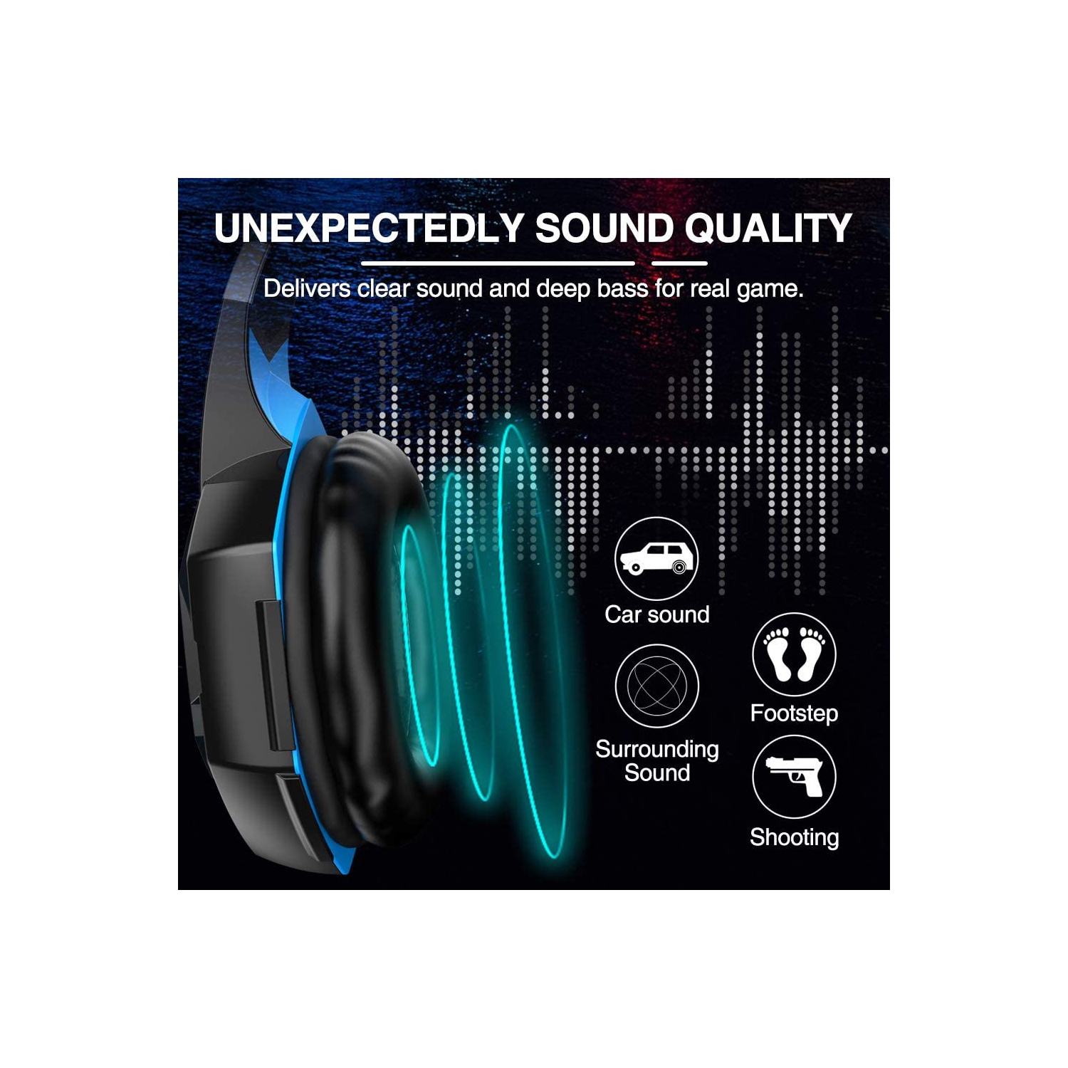 Gaming Headsett for PS4 Xbox One PC, G2000 Gaming Headphones with Mic, LED Lights, Noise Reduction for laptop-Blue