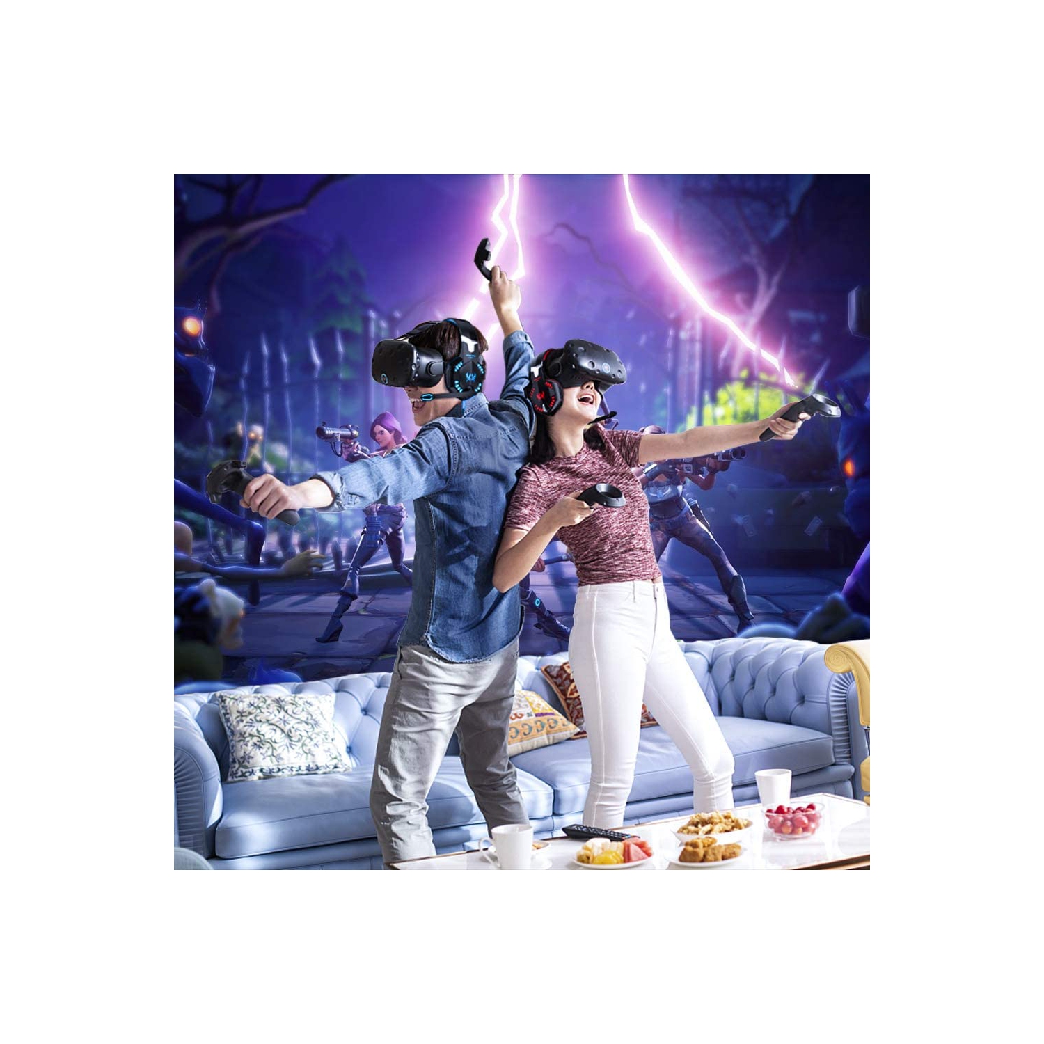 Gaming Headsett for PS4 Xbox One PC, G2000 Gaming Headphones with Mic, LED Lights, Noise Reduction for laptop-Blue