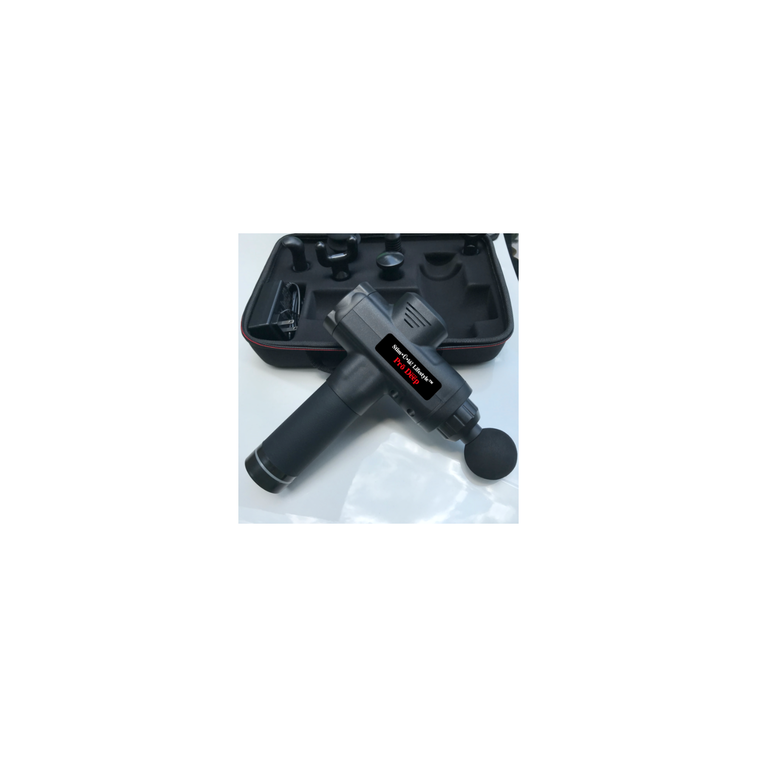 Pistolet de massage musculaire Thérapie des tissus profonds Lifestyle Pro Deep Electric Portable Electric Professional de Stimula - Noir