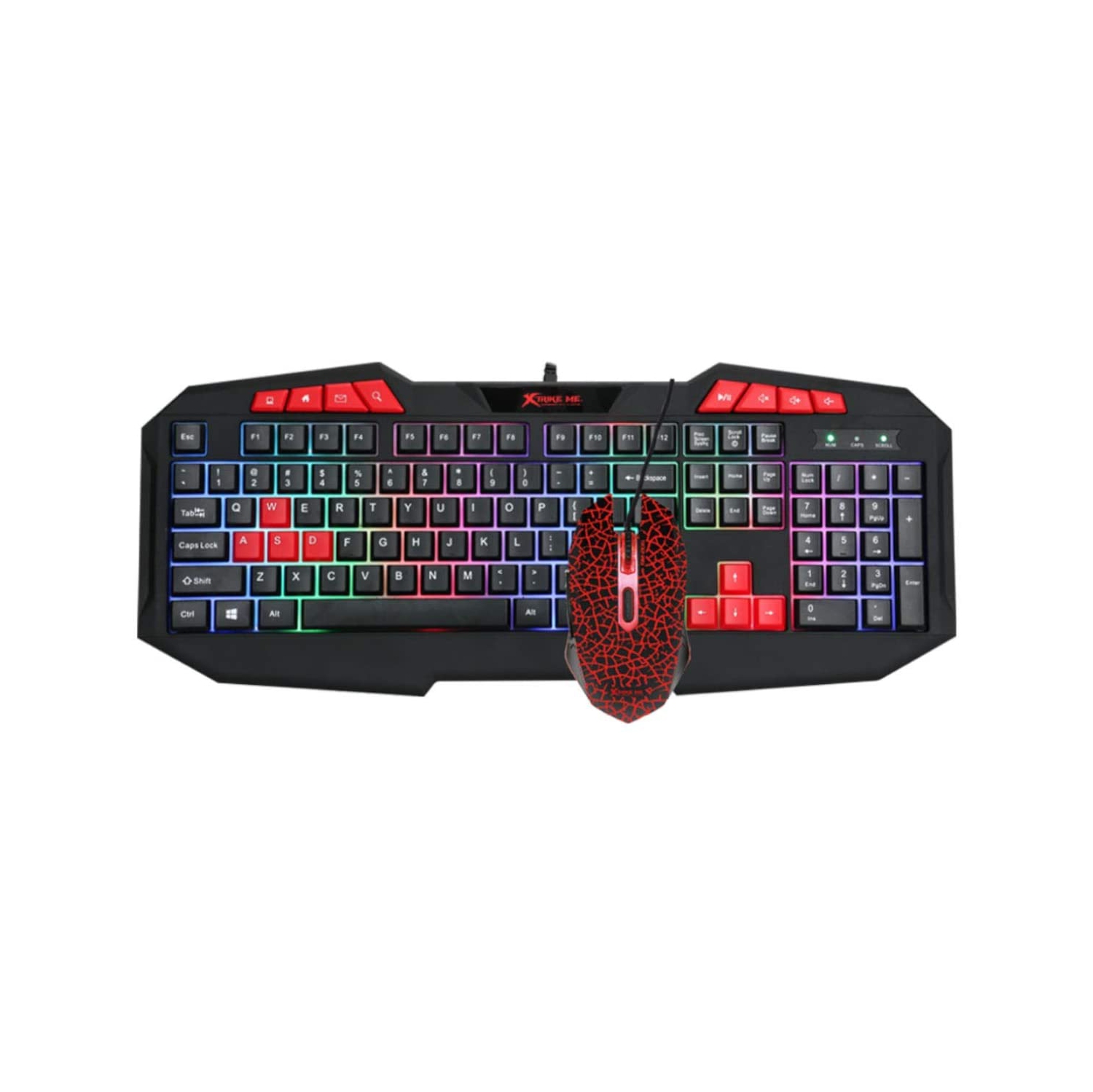Xtrike Me Rainbow Backlit Gaming Keyboard and Mouse Combo MK-503 KIT, Membrane 112 Keys Switch Rating 10 Million USB