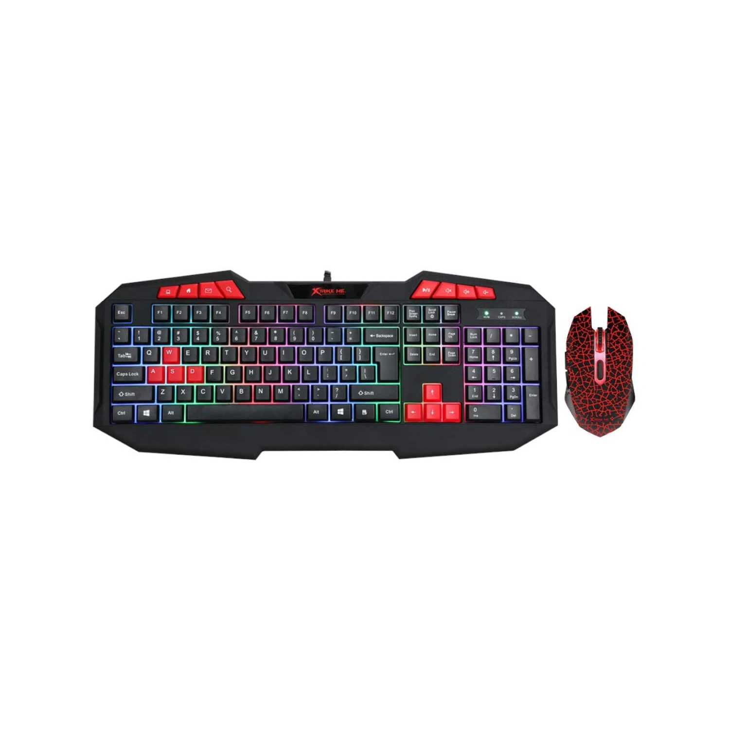 Xtrike Me Rainbow Backlit Gaming Keyboard and Mouse Combo MK-503 KIT, Membrane 112 Keys Switch Rating 10 Million USB