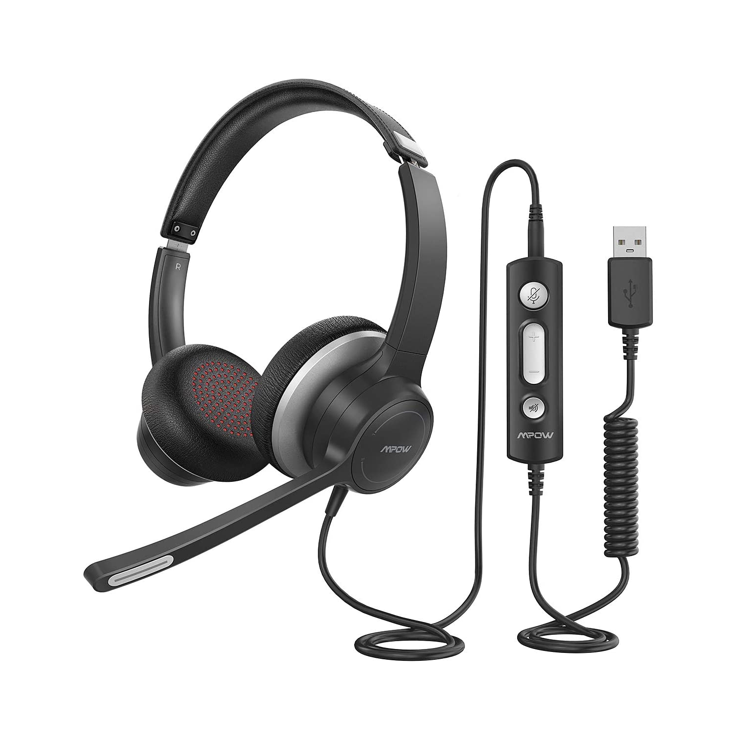 Mpow HC6 USB Headset with Microphone, Comfort-fit Office Computer Headphone, On-Ear 3.5mm Jack Call Center Headset