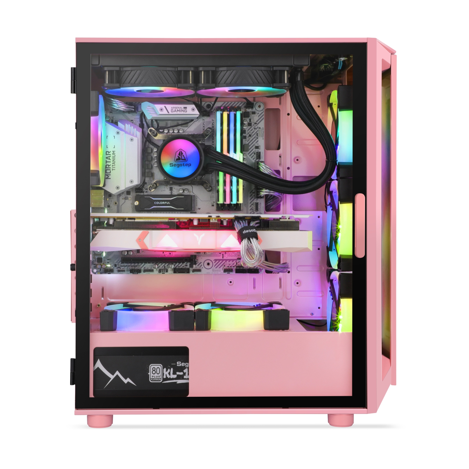 Segotep Gank 5 Gaming Computer case Support ATX, Micro-ATX, Mini-ITX Mid  Case.Tempered Glass Side Panel, ATX Mid Tower, PC Case Pink