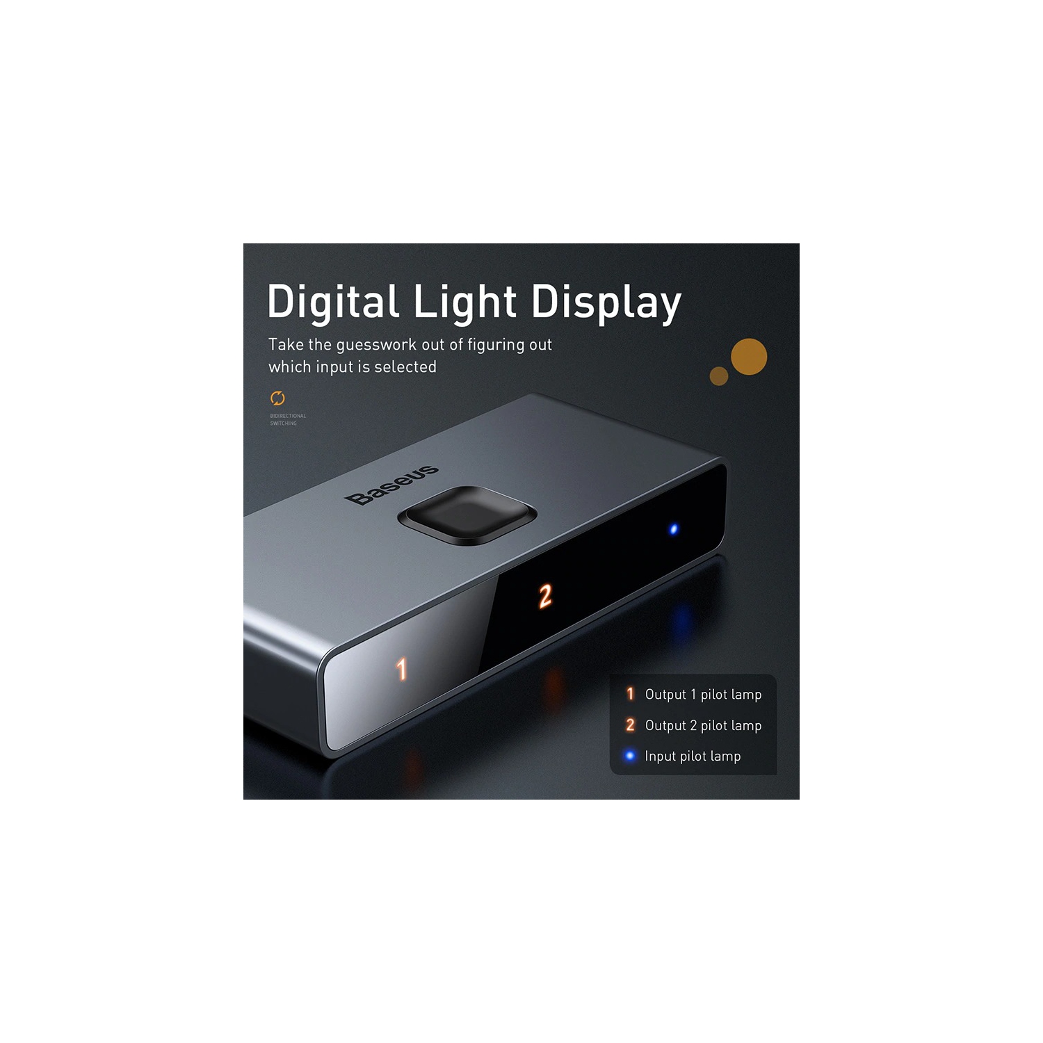 Baseus HDMI Splitter 4K 60Hz HDMI Switch 2 Ports Bi-Direction 1x2/2x1 Adapter 2 in 1 out Converter HDMI Switcher For PS4 and More Free 1 HDMI CABLE