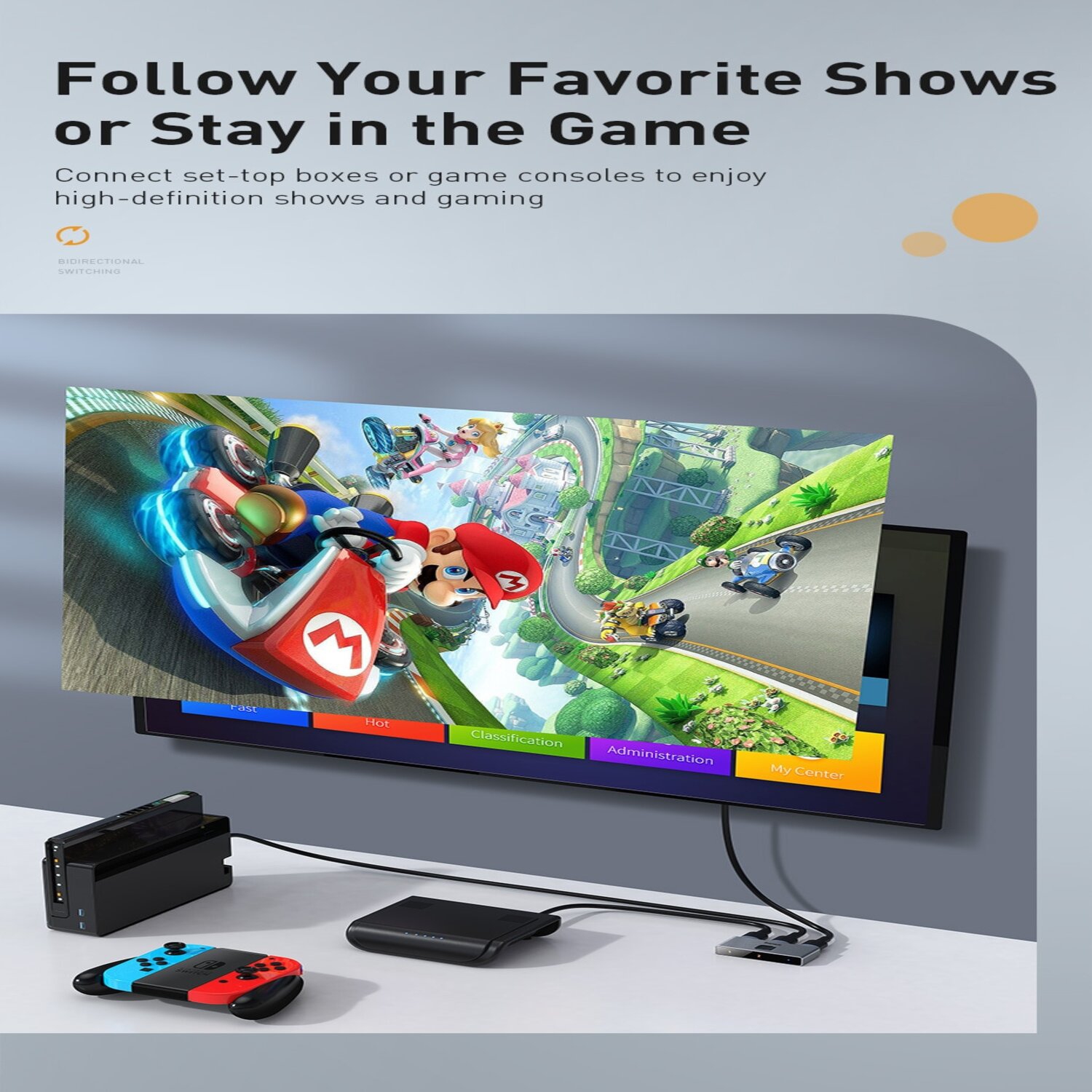Baseus HDMI Splitter 4K 60Hz HDMI Switch 2 Ports Bi-Direction 1x2/2x1 Adapter 2 in 1 out Converter HDMI Switcher For PS4 and More Free 1 HDMI CABLE
